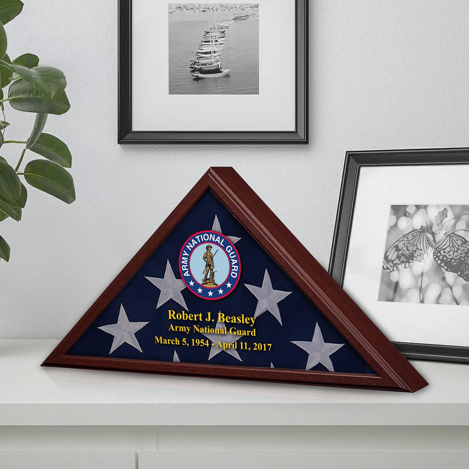 Premium Personalized Flag Case BPVC270202, Flag Box for American Veteran Flag 9.5 X 5 Feet, Flag Display Case for Burial, Flag Wall Mounted, Flag to Display Folded
