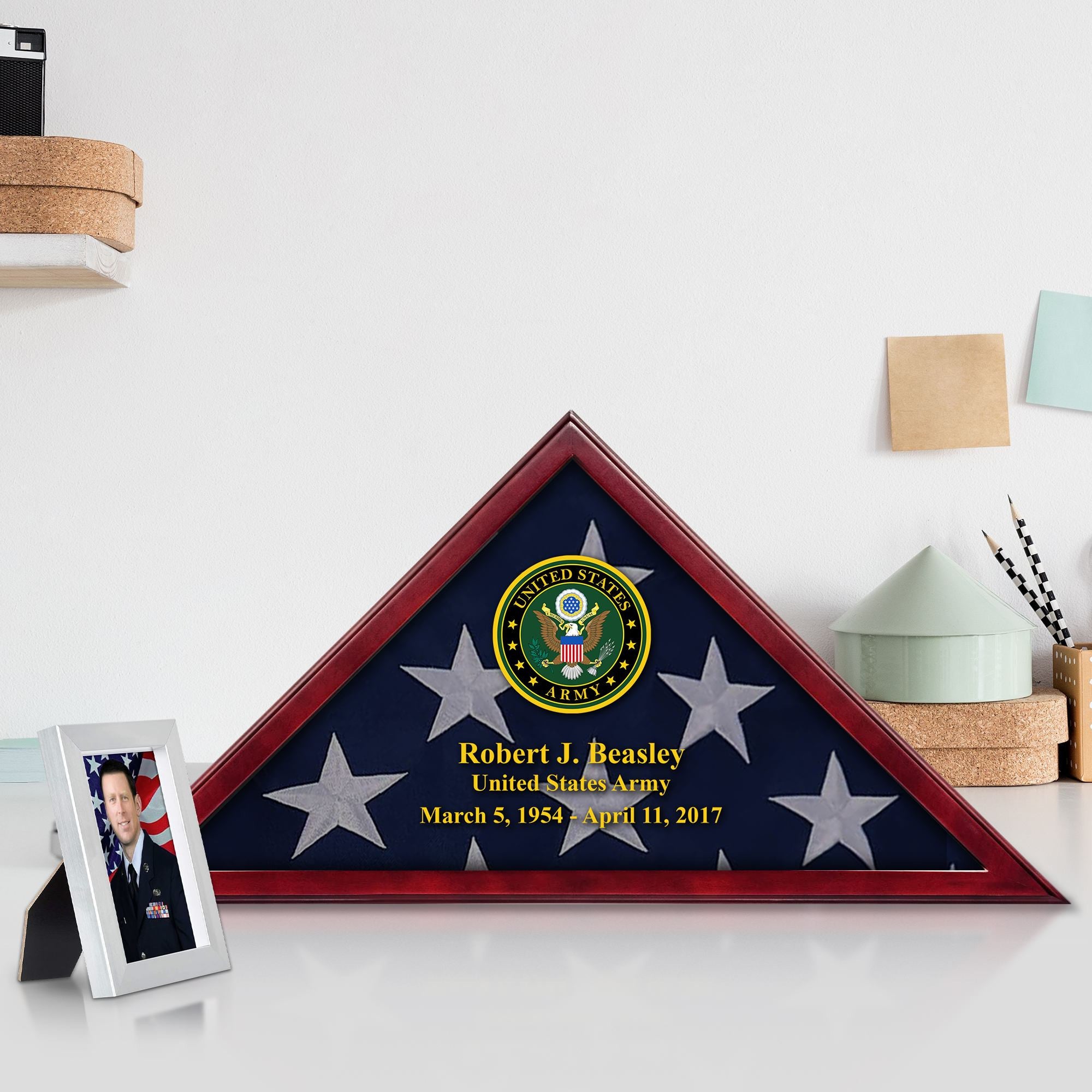 Premium Personalized Flag Case BPVC270202, Flag Box for American Veteran Flag 9.5 X 5 Feet, Flag Display Case for Burial, Flag Wall Mounted, Flag to Display Folded