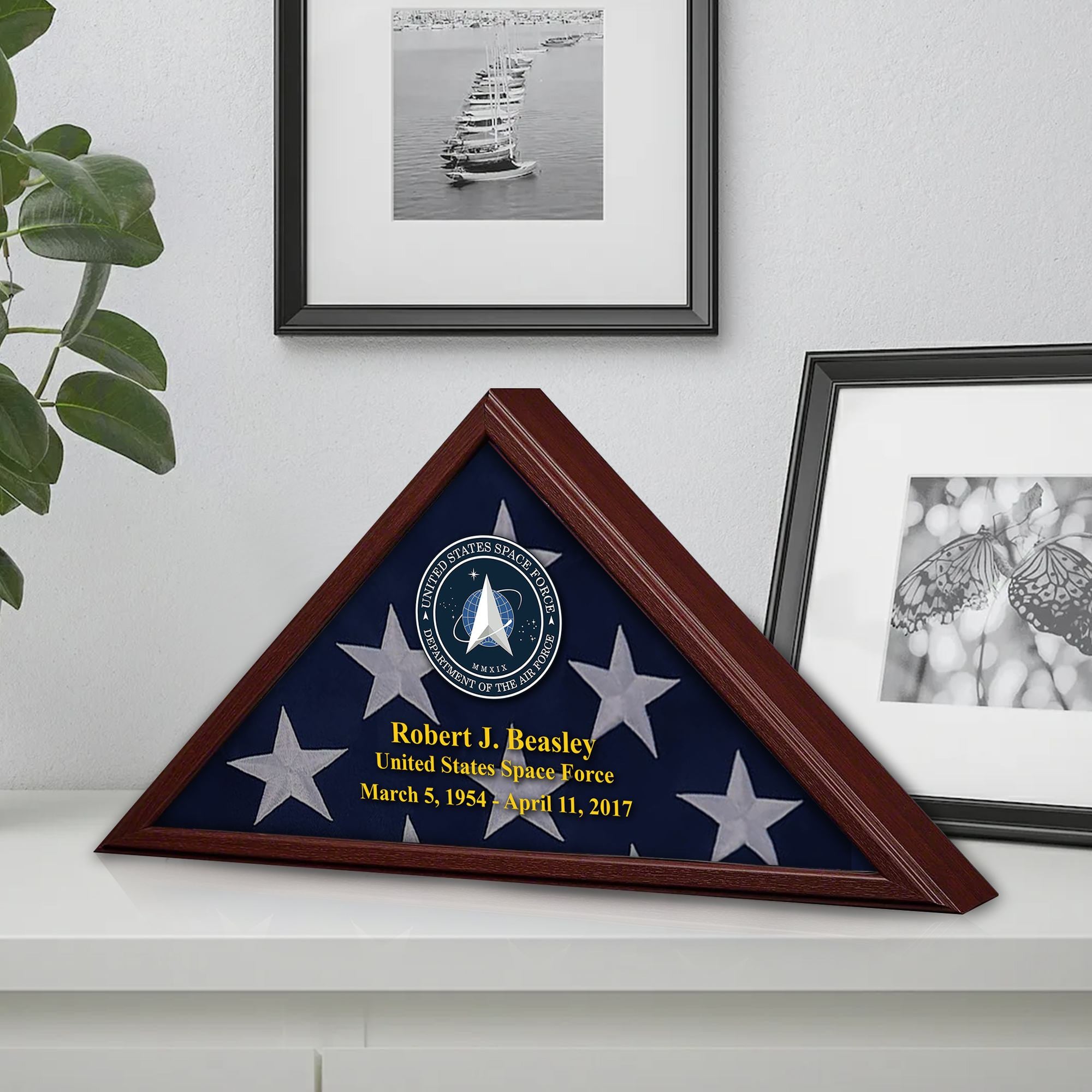 Premium Personalized Flag Case BPVC270202, Flag Box for American Veteran Flag 9.5 X 5 Feet, Flag Display Case for Burial, Flag Wall Mounted, Flag to Display Folded