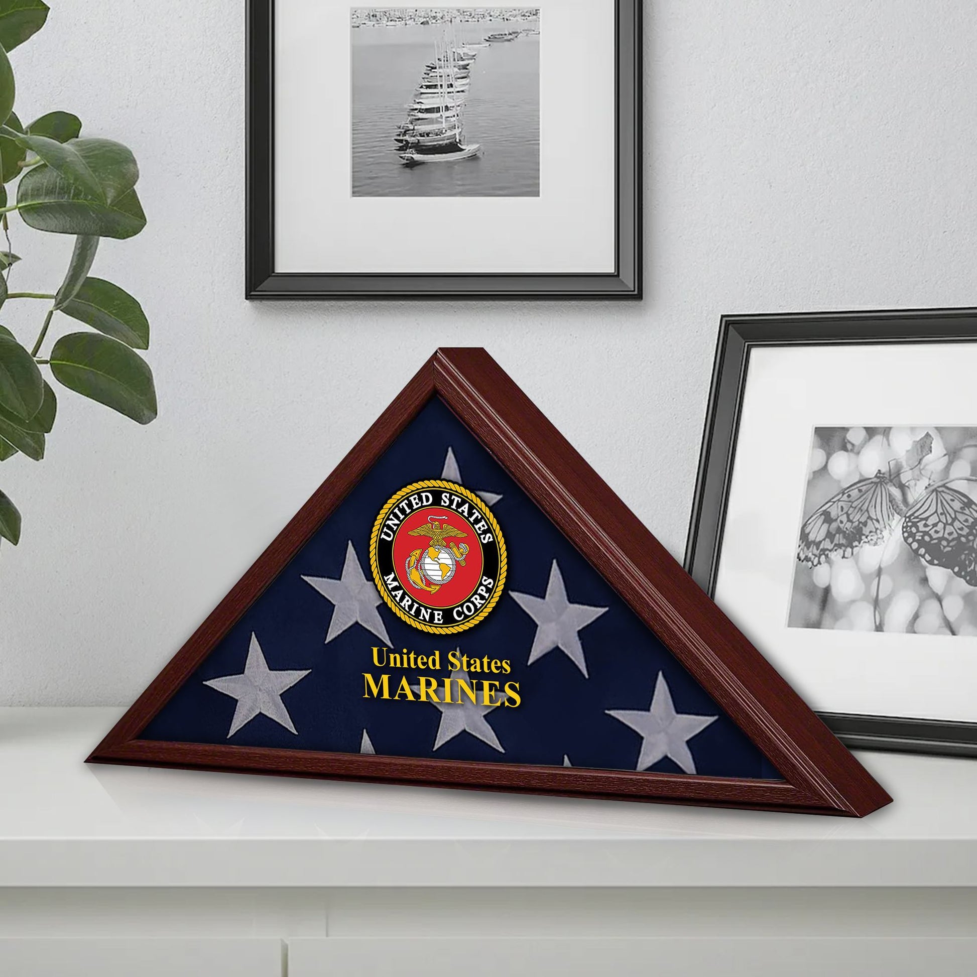 Premium Flag Case BPVC270203, Flag Box for American Veteran Flag 9.5 X 5 Feet, Flag Display Case for Burial, Flag Wall Mounted, Flag to Display Folded
