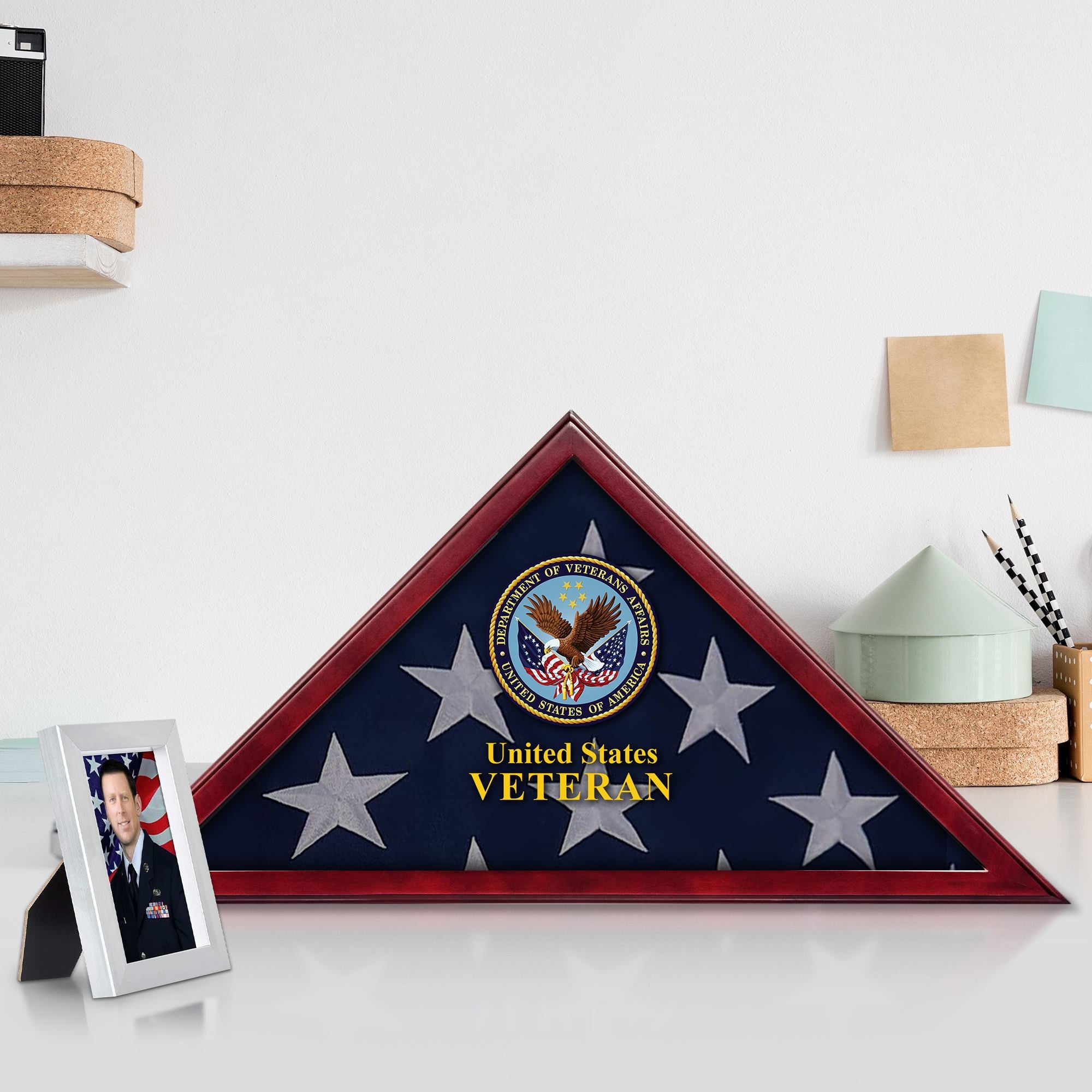 Premium Flag Case BPVC270203, Flag Box for American Veteran Flag 9.5 X 5 Feet, Flag Display Case for Burial, Flag Wall Mounted, Flag to Display Folded