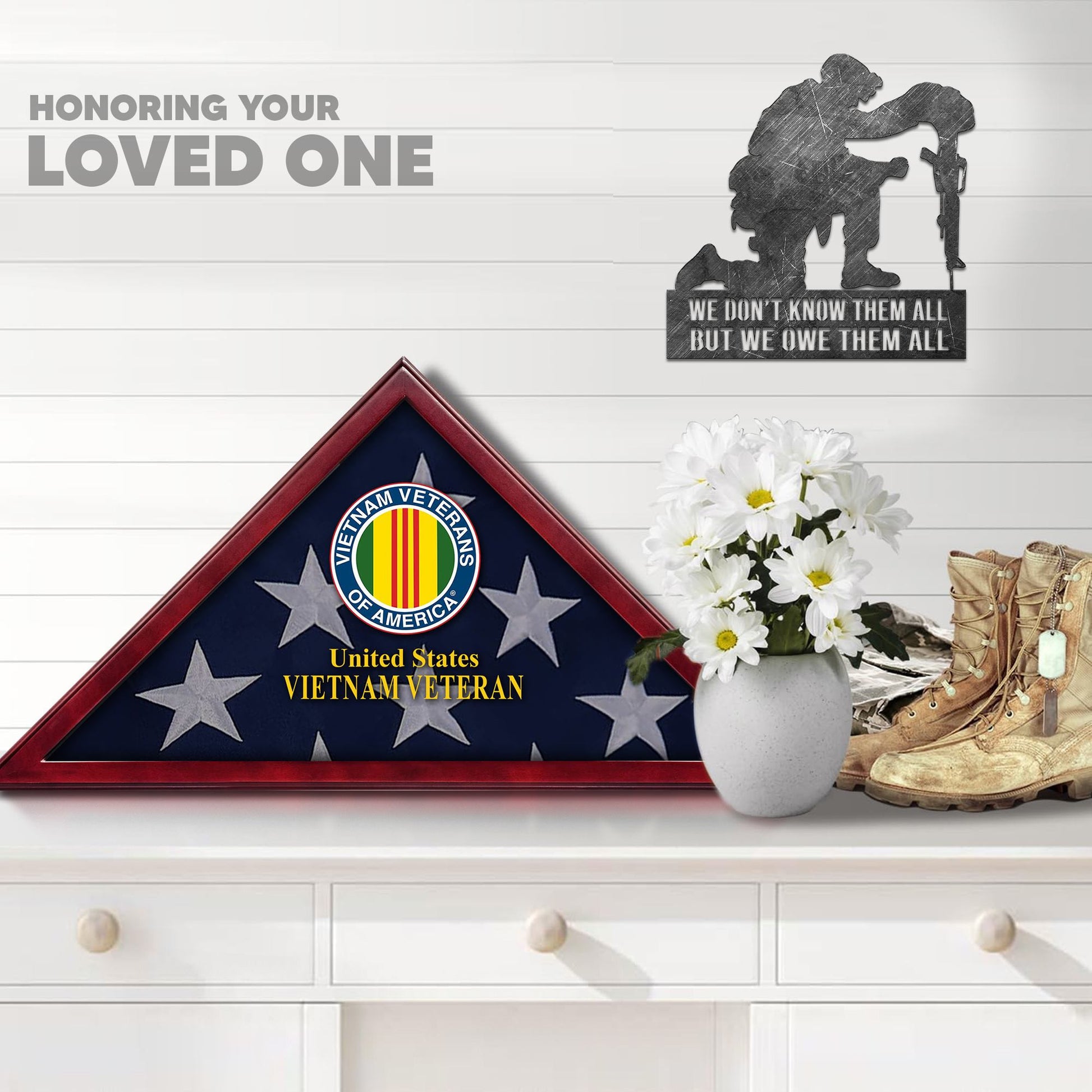 Premium Flag Case BPVC270203, Flag Box for American Veteran Flag 9.5 X 5 Feet, Flag Display Case for Burial, Flag Wall Mounted, Flag to Display Folded