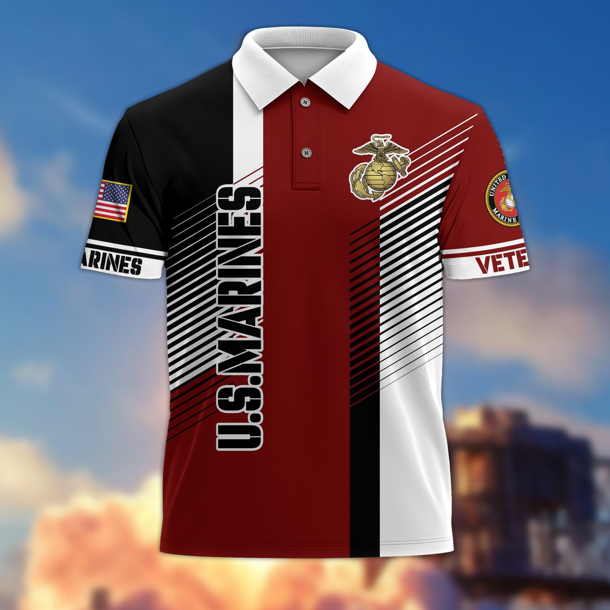 Premium US Veterans Polo Shirt BPVC050301, Gifts For US Veterans, Gifts On Father's Day, Independence Day, Armed Forces Day, Veterans Day.