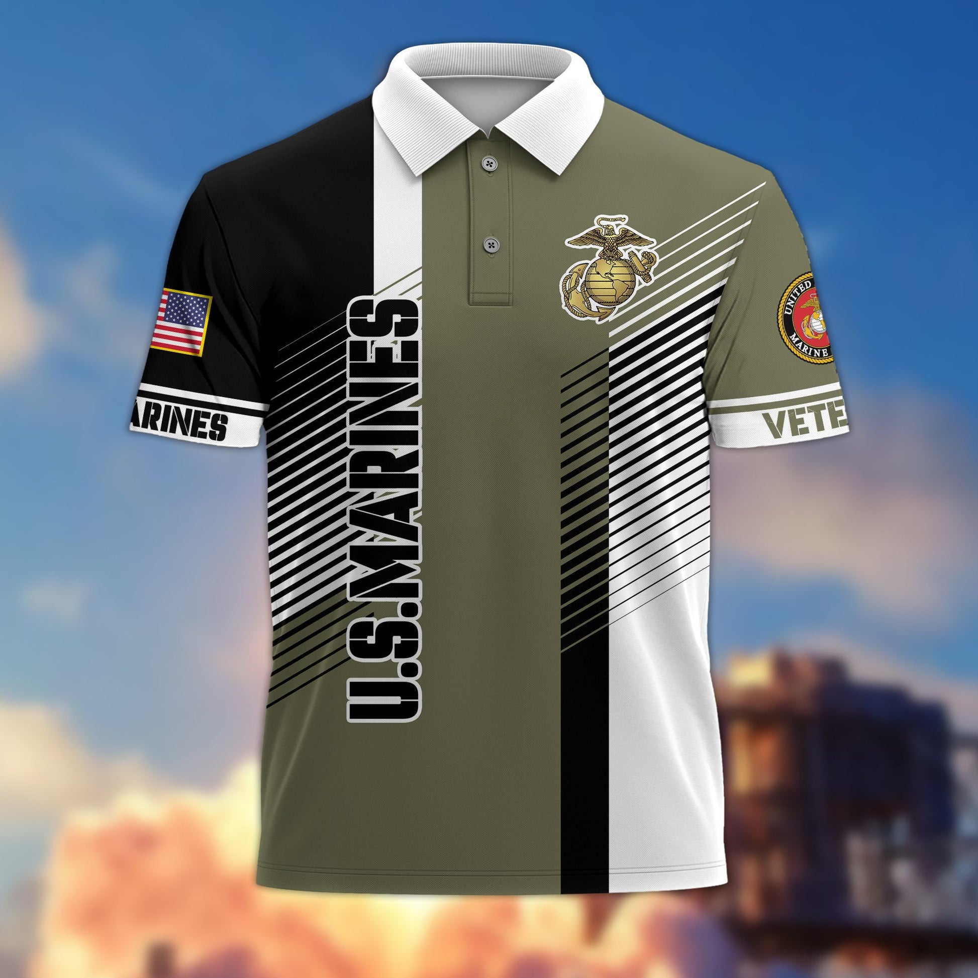 Premium US Veterans Polo Shirt BPVC050301, Gifts For US Veterans, Gifts On Father's Day, Independence Day, Armed Forces Day, Veterans Day.
