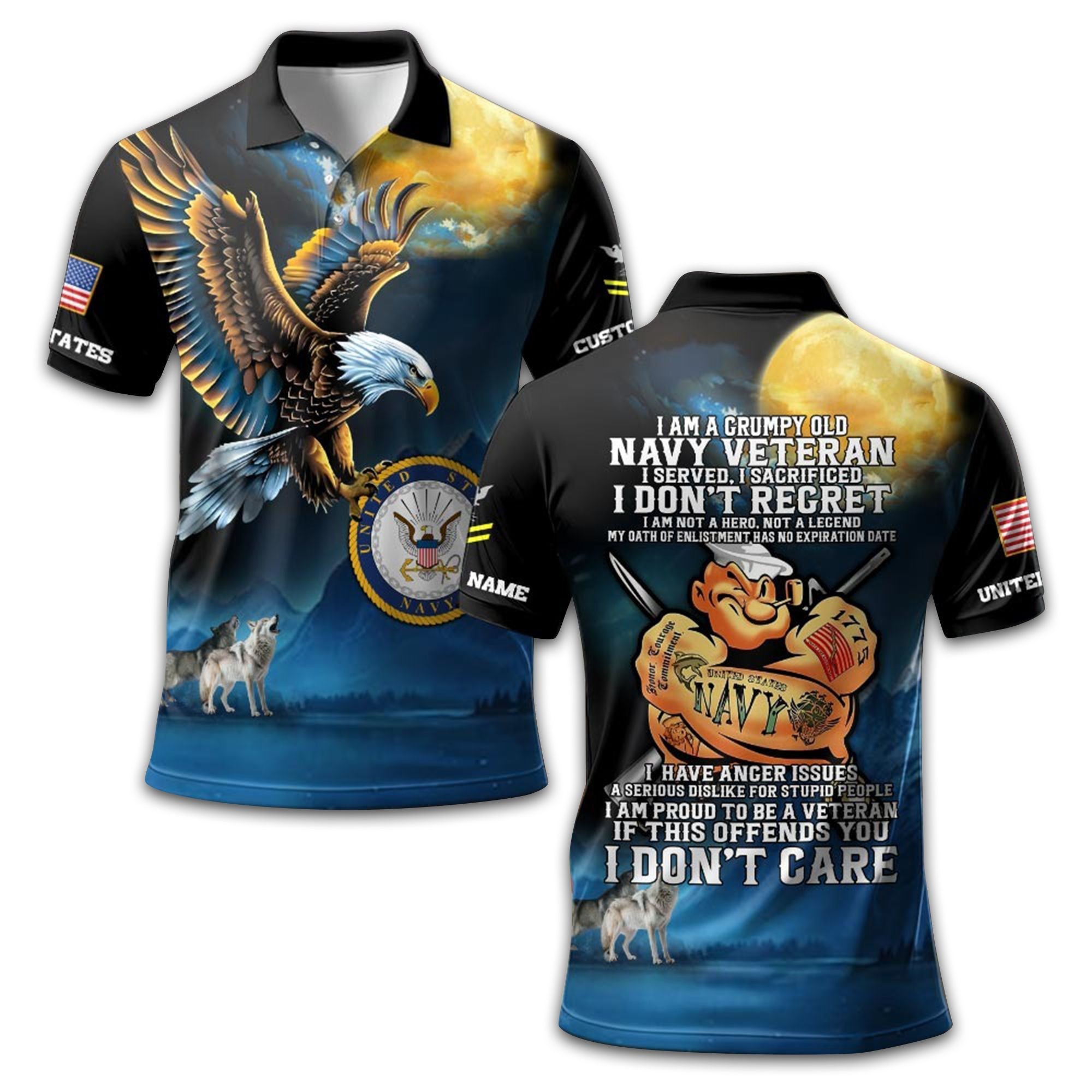 Unique Custom Name, Rank US Navy Polo Shirt VPVC212602, Gifts For Navy Veteran, Gifts For Dad, For Husband, Best Gifts On Father's Day, Independence Day, Veterans Day.