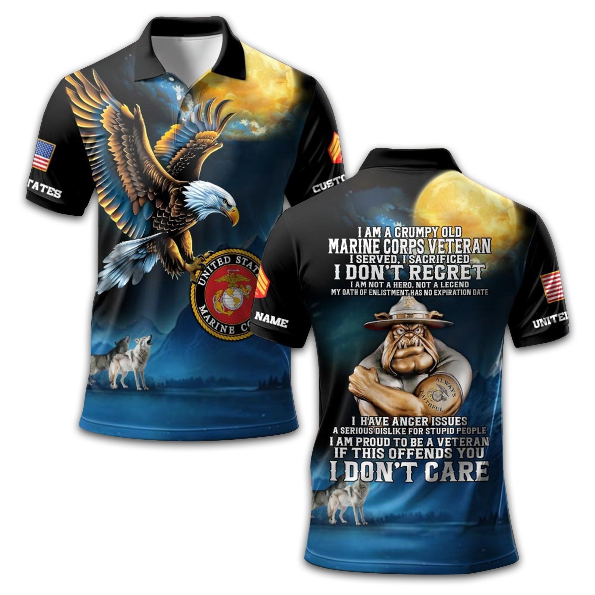 Unique Custom Name, Rank USMC Polo Shirt VPVC212603, Gifts For Marine Veteran, Gifts For Dad, For Husband, Best Gifts On Father's Day, Independence Day, Veterans Day.