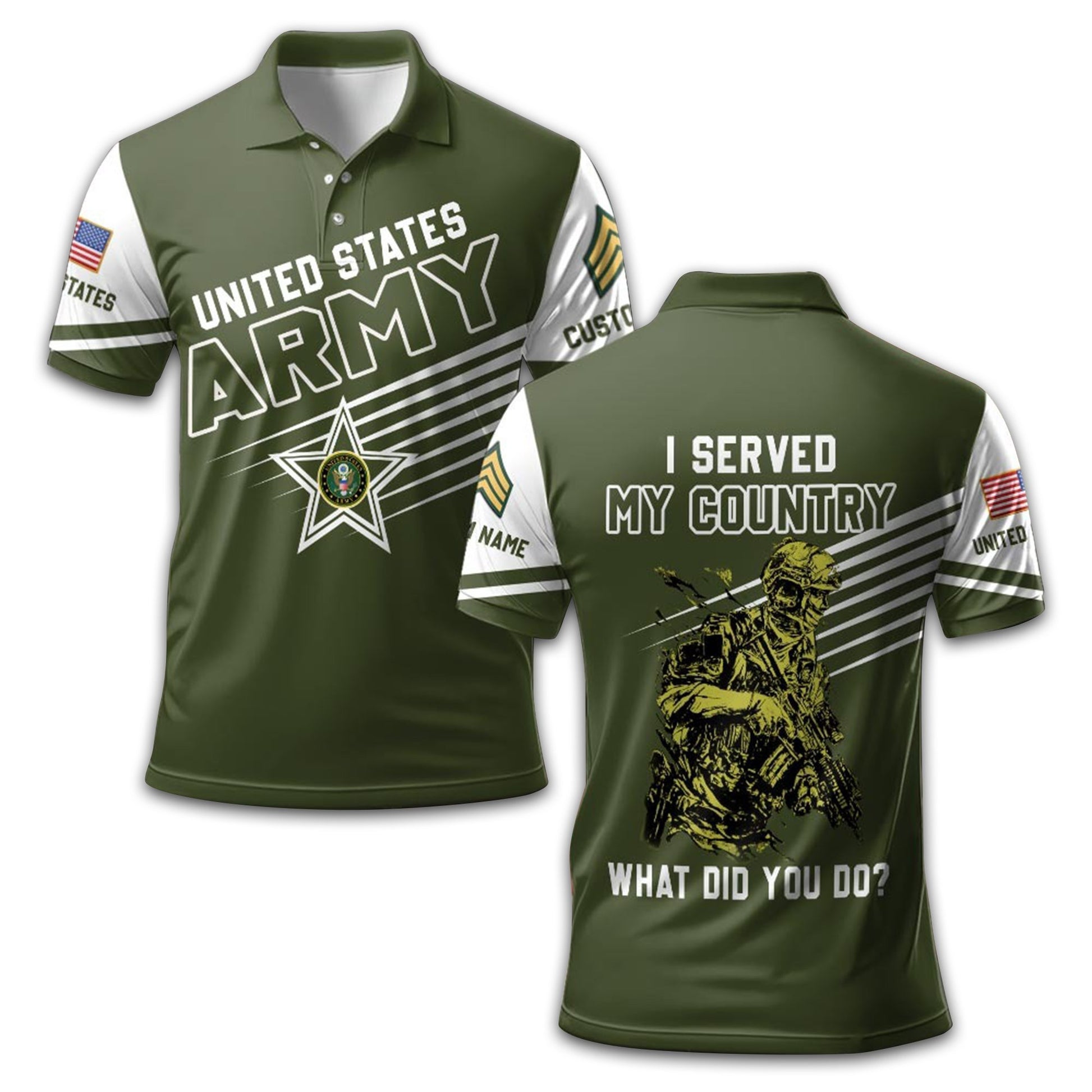 Premium US Army Polo Shirt VPVC212706, Custom Name, Rank Gifts For Army Veteran, Best Gifts On Father's Day, Armed Forces Day, Independence Day, Veterans Day.