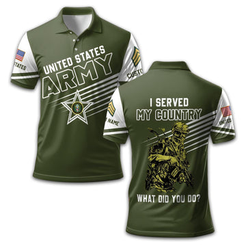Premium US Army Polo Shirt VPVC212706, Custom Name, Rank Gifts For Army Veteran, Best Gifts On Father's Day, Armed Forces Day, Independence Day, Veterans Day.