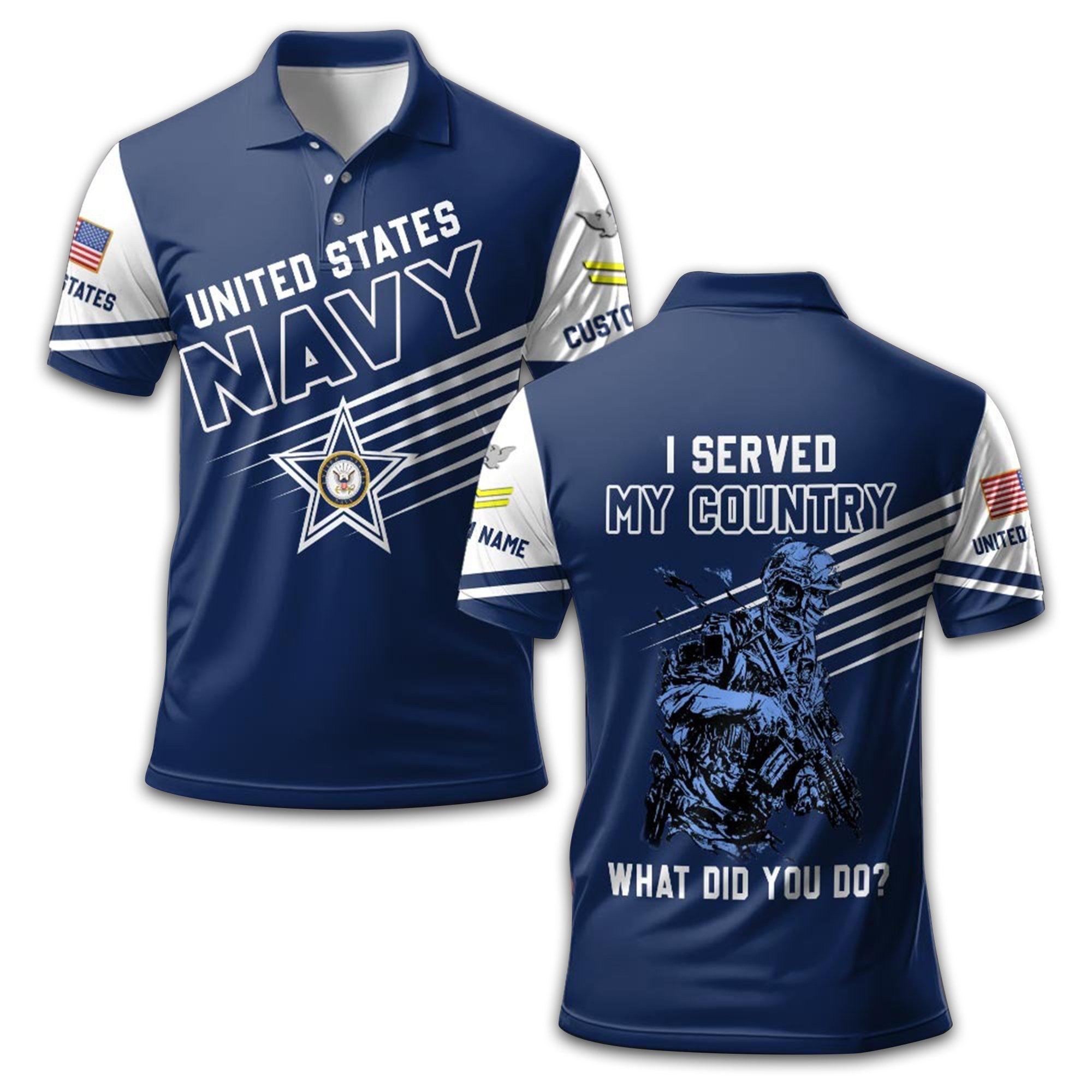 Premium US Navy Polo Shirt VPVC212707, Custom Name, Rank Gifts For Navy Veteran, Best Gifts On Father's Day, Armed Forces Day, Independence Day, Veterans Day.