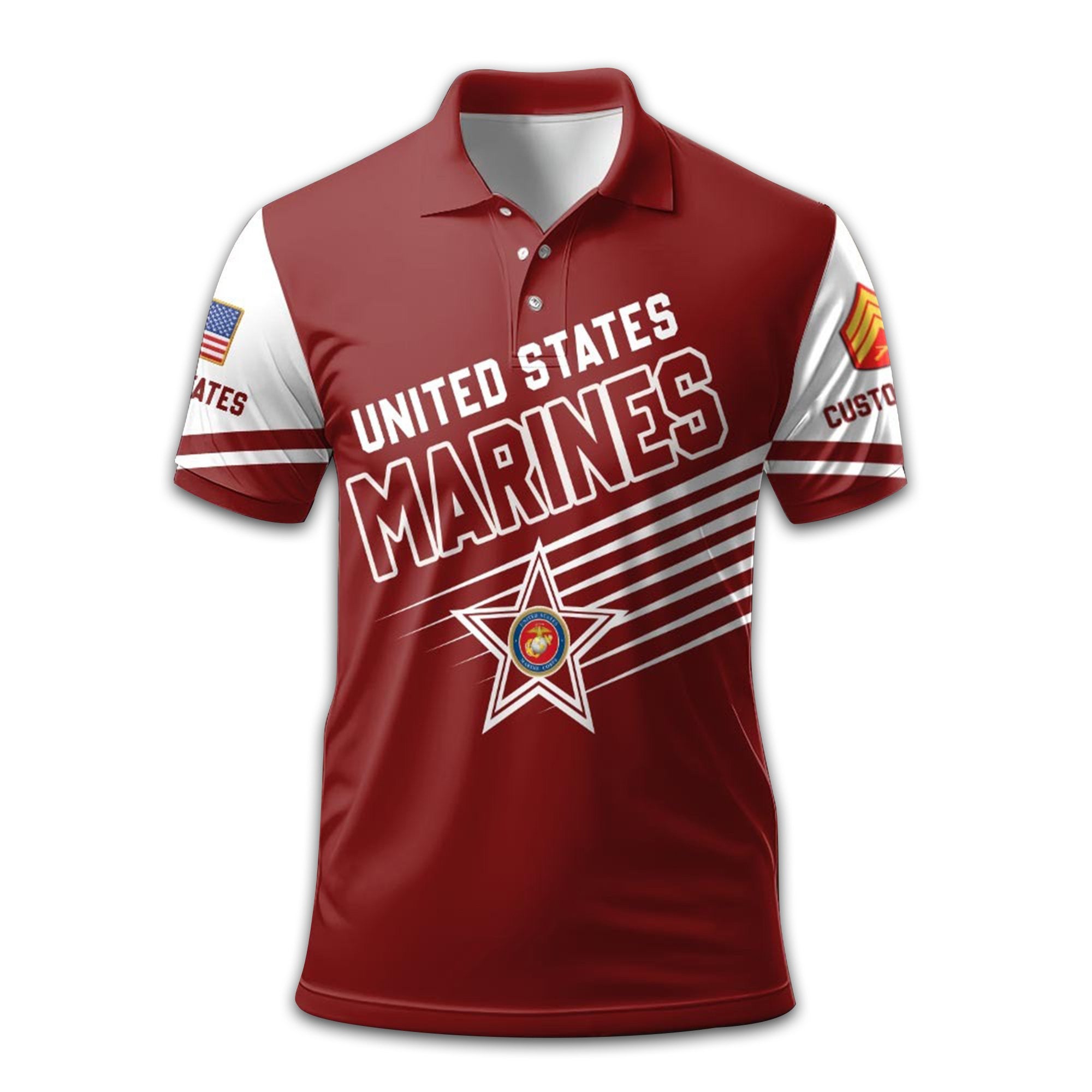 Premium USMC Polo Shirt VPVC212708, Custom Name, Rank Gifts For Marine Veteran, Best Gifts On Father's Day, Armed Forces Day, Independence Day, Veterans Day.