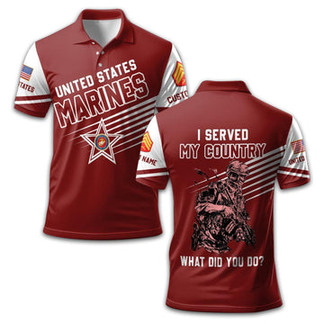 Premium USMC Polo Shirt VPVC212708, Custom Name, Rank Gifts For Marine Veteran, Best Gifts On Father's Day, Armed Forces Day, Independence Day, Veterans Day.