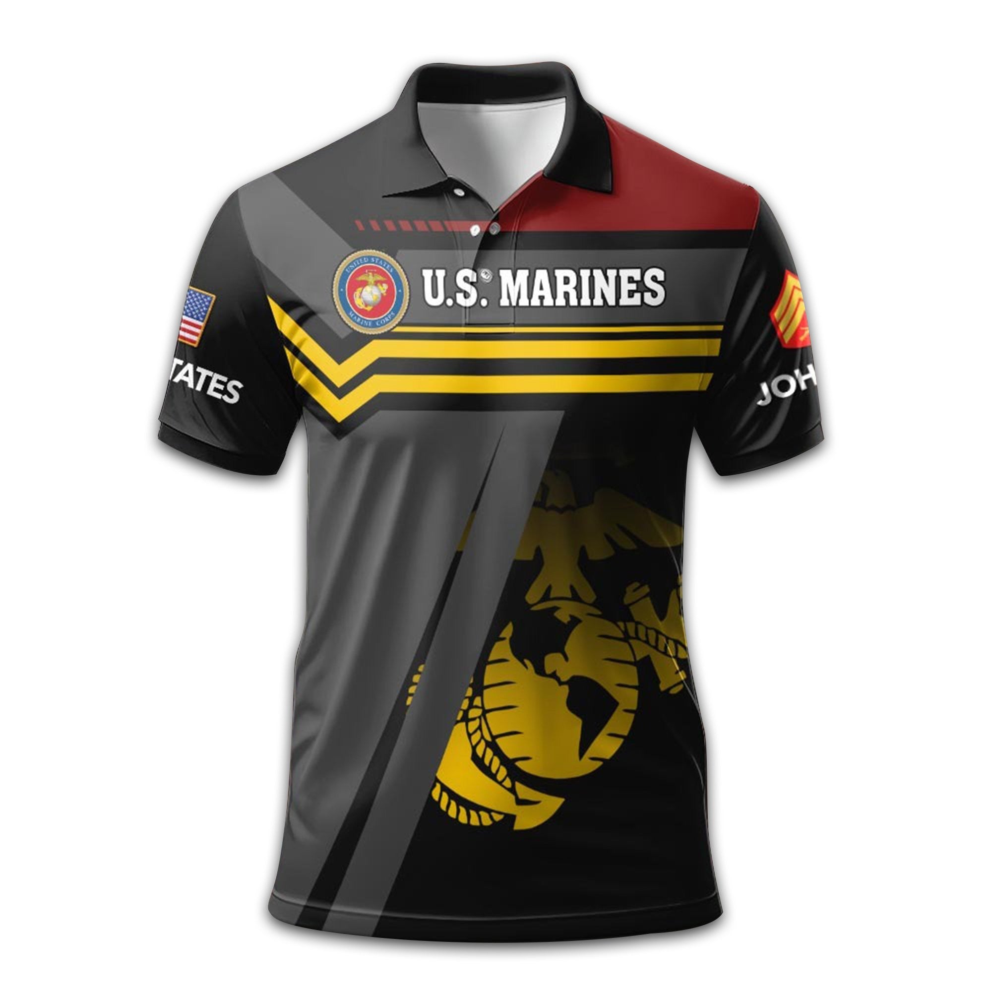 Premium Custom USMC Polo Shirt VPVC212803, Gifts For Marine Veteran, Best Gifts On Father's Day, Armed Forces Day, Independence Day, Veterans Day.