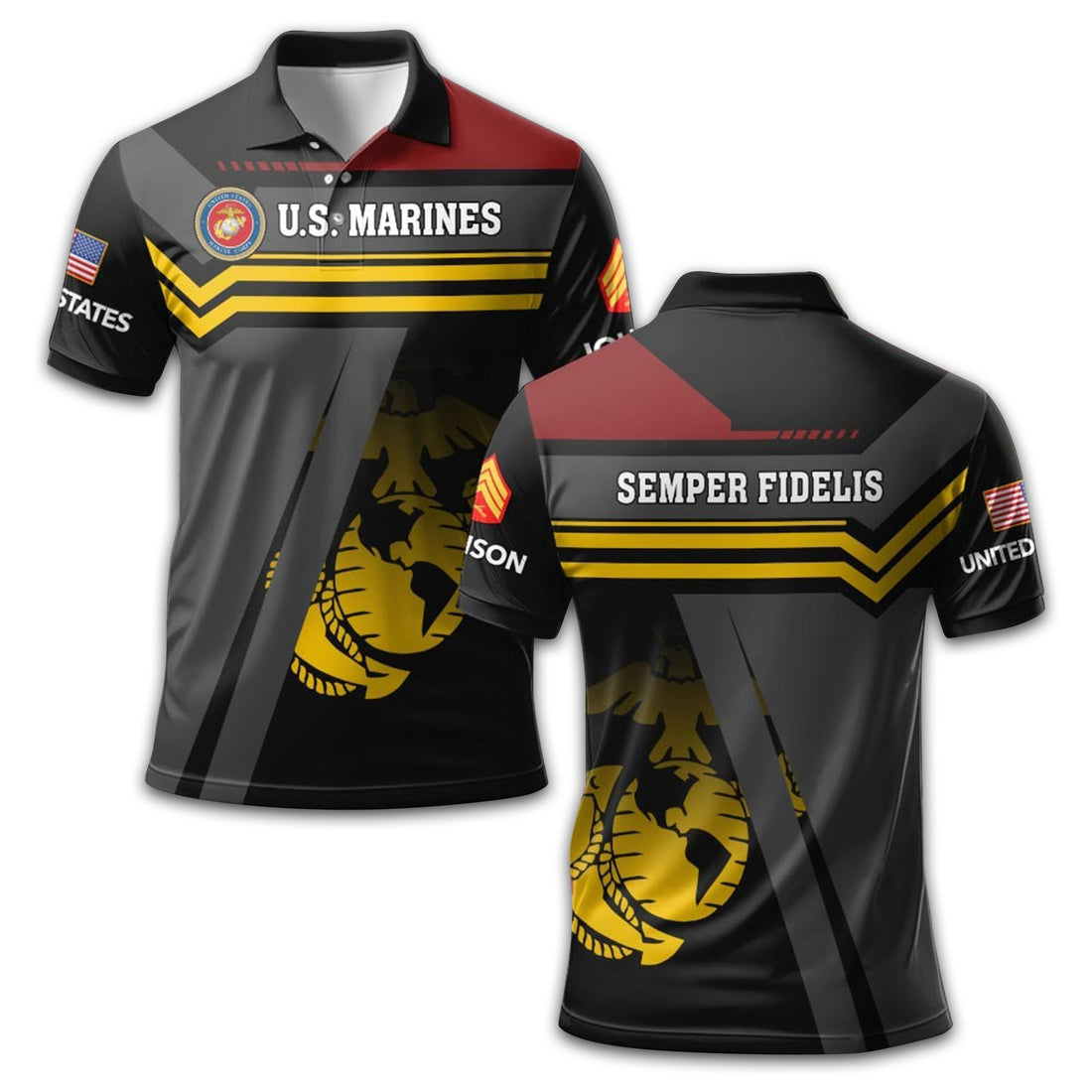 Premium Custom USMC Polo Shirt VPVC212803, Gifts For Marine Veteran, Best Gifts On Father's Day, Armed Forces Day, Independence Day, Veterans Day.