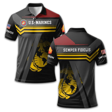 Premium Custom USMC Polo Shirt VPVC212803, Gifts For Marine Veteran, Best Gifts On Father's Day, Armed Forces Day, Independence Day, Veterans Day.