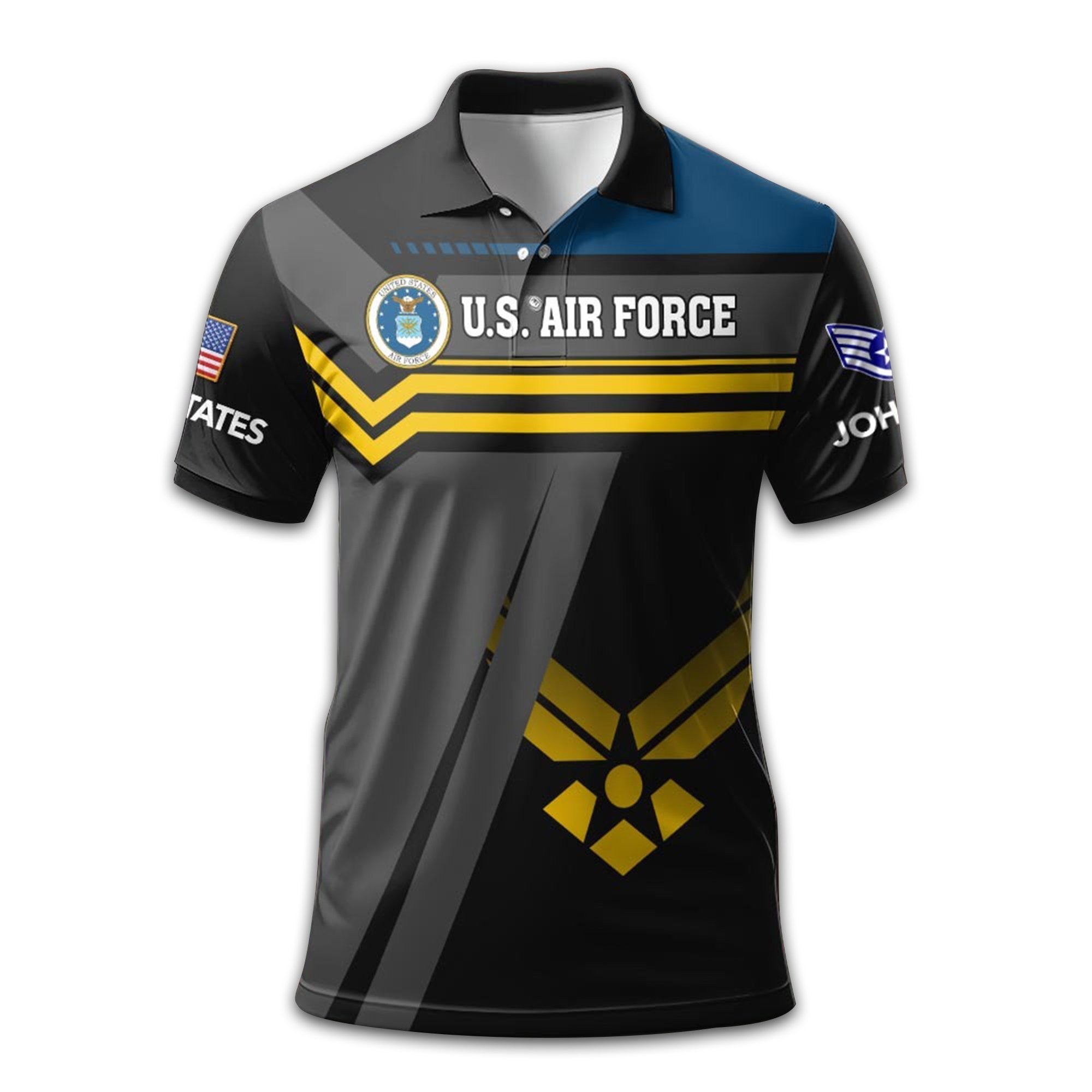 Premium Custom USAF Polo Shirt VPVC212804, Gifts For Air Force Veteran, Best Gifts On Father's Day, Armed Forces Day, Independence Day, Veterans Day.