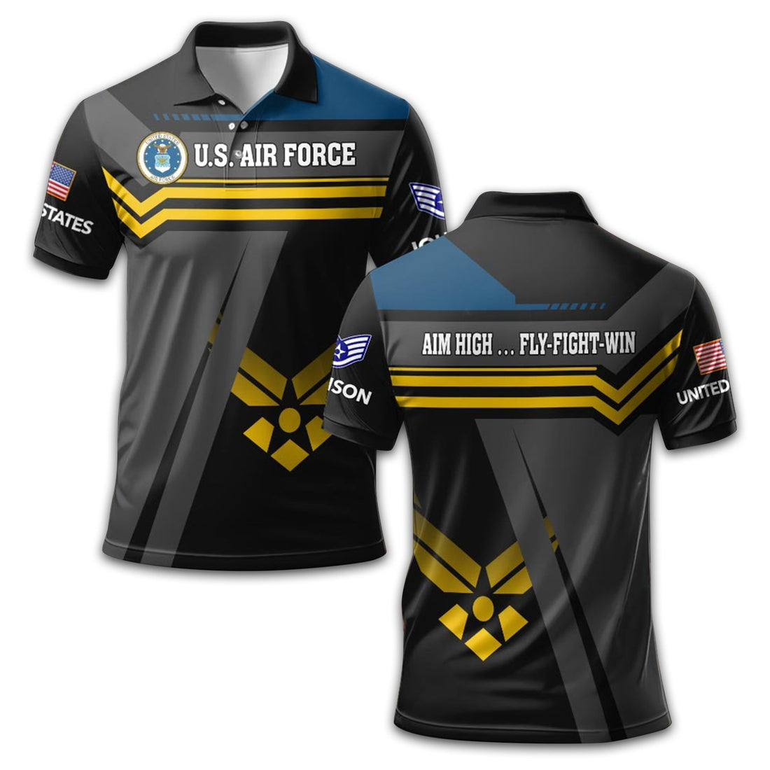 Premium Custom USAF Polo Shirt VPVC212804, Gifts For Air Force Veteran, Best Gifts On Father's Day, Armed Forces Day, Independence Day, Veterans Day.