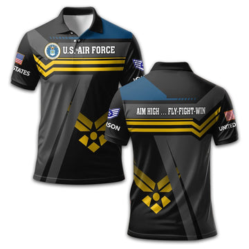 Premium Custom USAF Polo Shirt VPVC212804, Gifts For Air Force Veteran, Best Gifts On Father's Day, Armed Forces Day, Independence Day, Veterans Day.