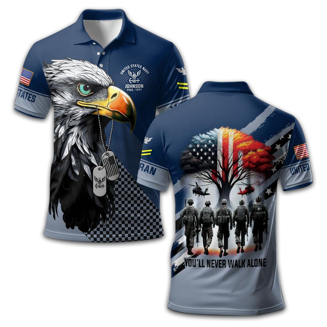 Unique Custom Name, Rank, Year US Navy Polo Shirt VPVC212807, Gifts For Navy Veteran, Gifts For Dad, For Husband, Best Gifts On Father's Day, Independence Day, Veterans Day.