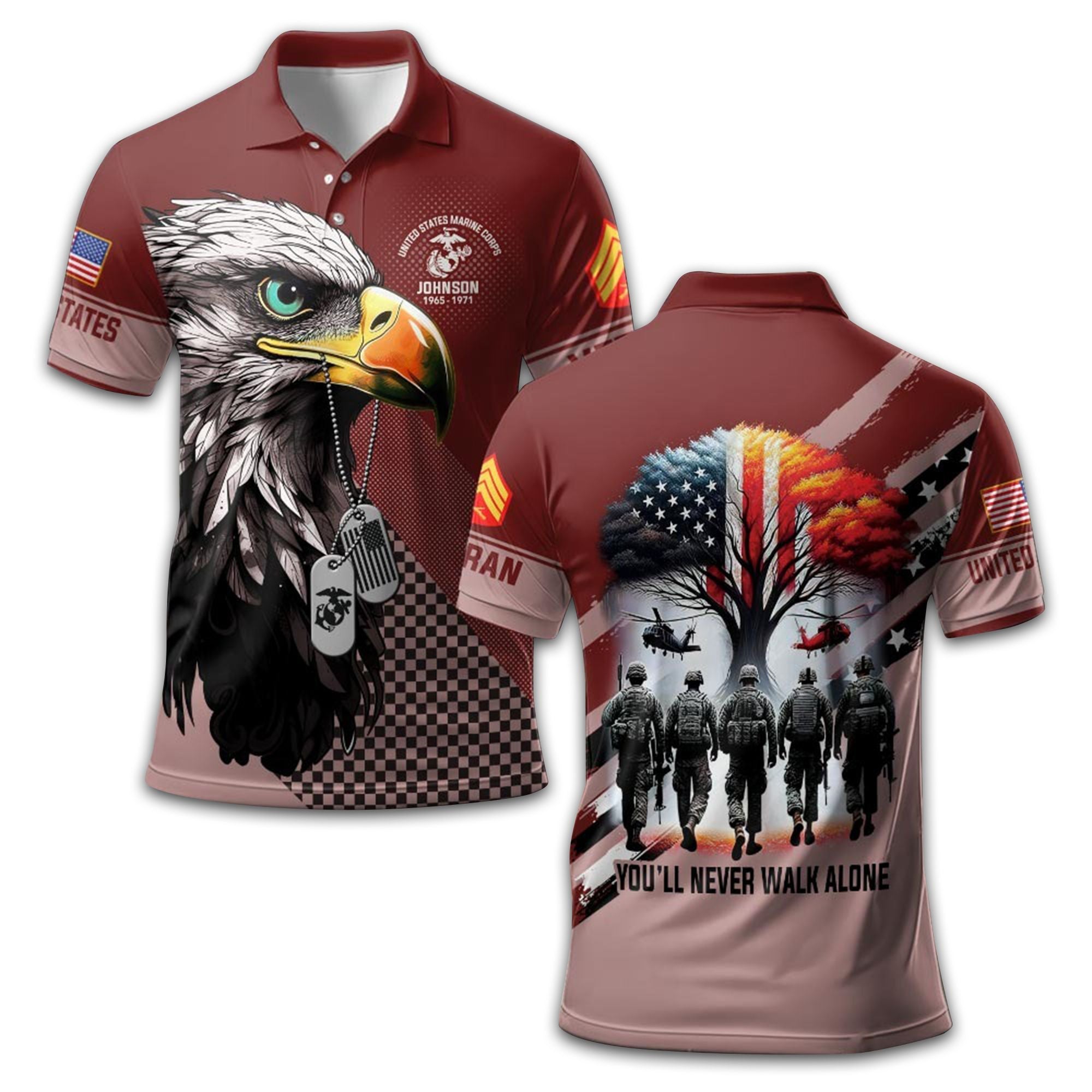 Unique Custom Name, Rank, Year USMC Polo Shirt VPVC212808, Gifts For Marine Veteran, Gifts For Dad, For Husband, Best Gifts On Father's Day, Independence Day, Veterans Day.