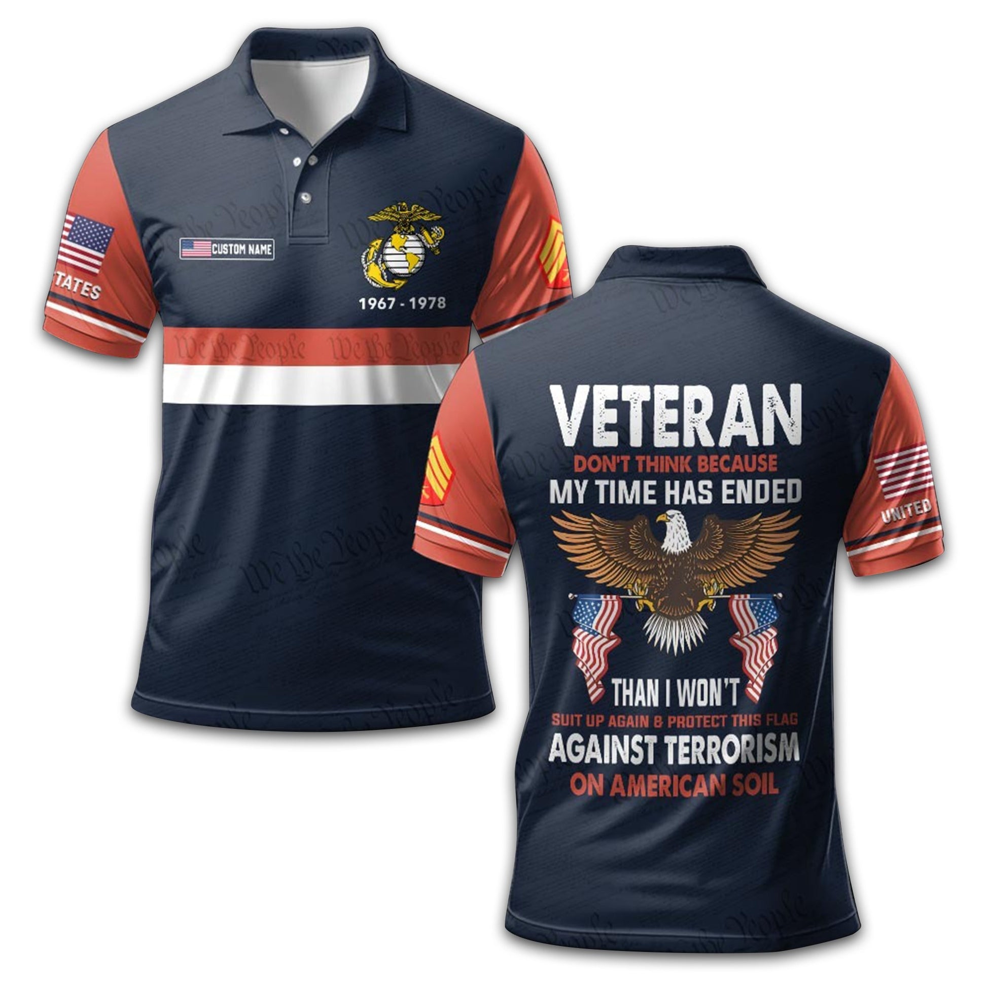 USMC Custom Polo Shirt VPVC212903, Gifts For Marine Veteran, Best Gifts On Father's Day, Armed Forces Day, Independence Day, Veterans Day.