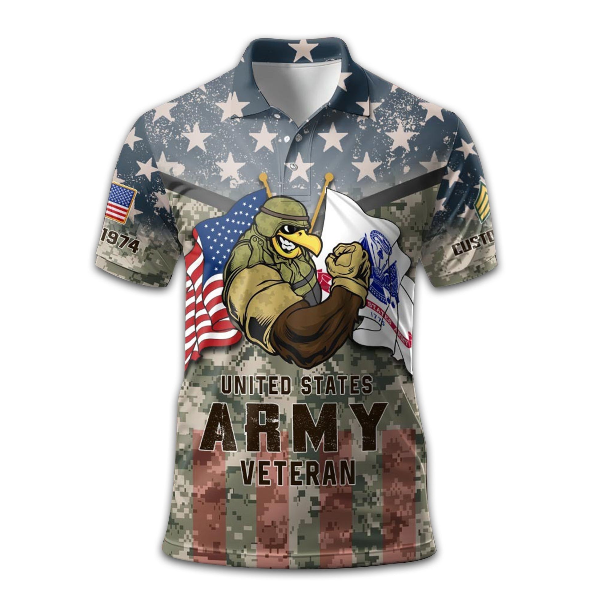 Premium US Army Polo Shirt VPVC213001, Custom Name, Rank, Year Gifts For Army Veteran, Best Gifts On Father's Day, Armed Forces Day, Independence Day, Veterans Day.
