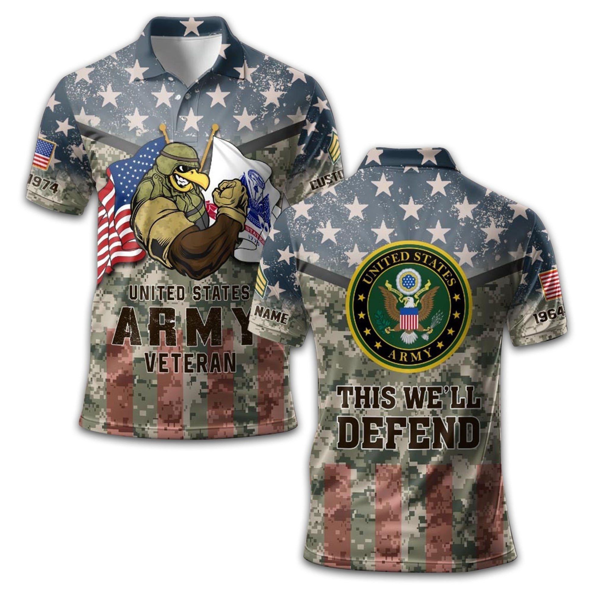 Premium US Army Polo Shirt VPVC213001, Custom Name, Rank, Year Gifts For Army Veteran, Best Gifts On Father's Day, Armed Forces Day, Independence Day, Veterans Day.
