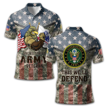 Premium US Army Polo Shirt VPVC213001, Custom Name, Rank, Year Gifts For Army Veteran, Best Gifts On Father's Day, Armed Forces Day, Independence Day, Veterans Day.