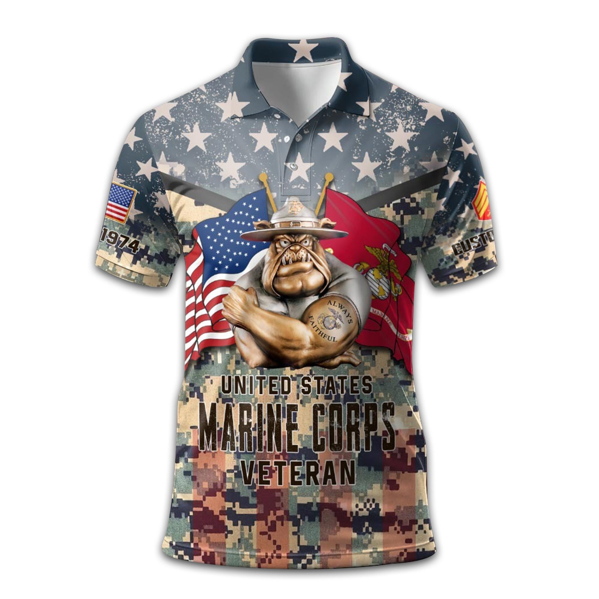 Premium USMC Polo Shirt VPVC213003, Custom Name, Rank, Year Gifts For Marine Veteran, Best Gifts On Father's Day, Armed Forces Day, Independence Day, Veterans Day.