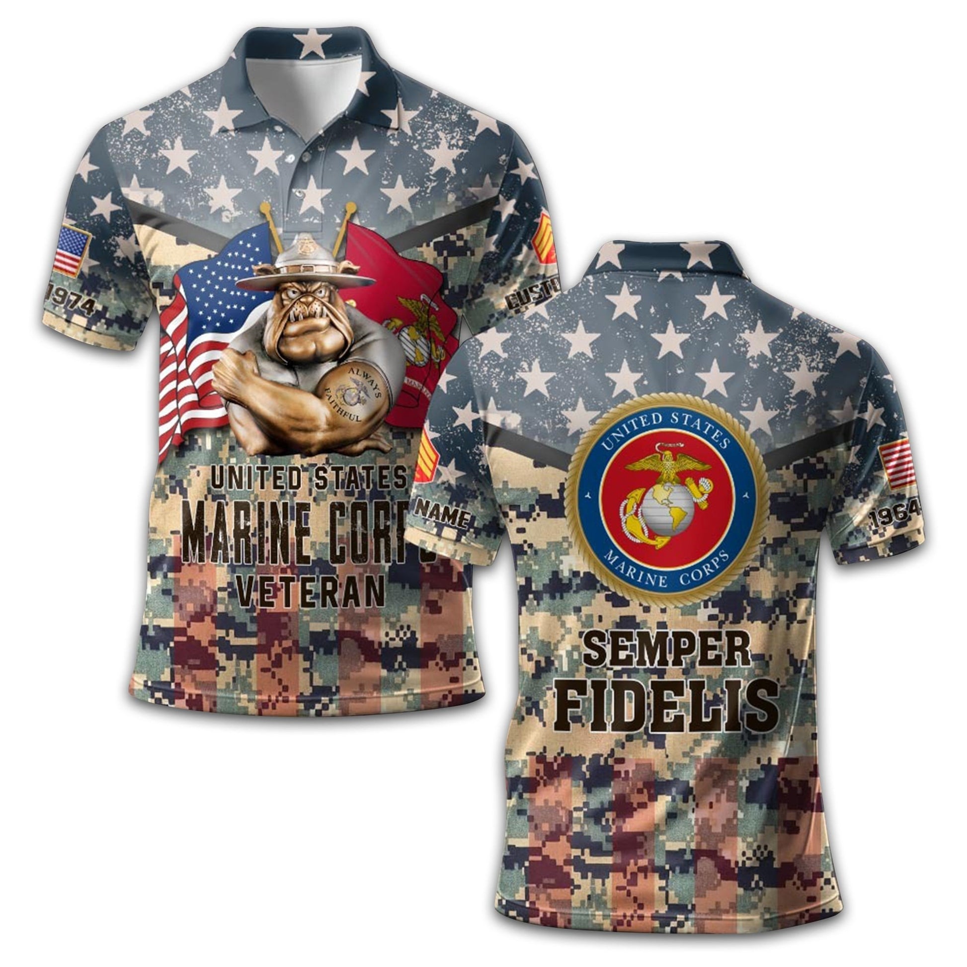 Premium USMC Polo Shirt VPVC213003, Custom Name, Rank, Year Gifts For Marine Veteran, Best Gifts On Father's Day, Armed Forces Day, Independence Day, Veterans Day.
