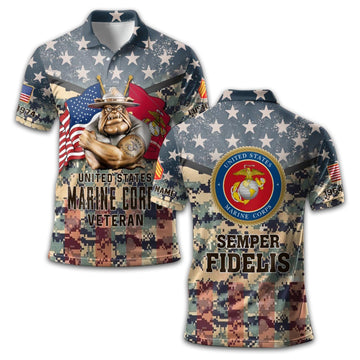 Premium USMC Polo Shirt VPVC213003, Custom Name, Rank, Year Gifts For Marine Veteran, Best Gifts On Father's Day, Armed Forces Day, Independence Day, Veterans Day.