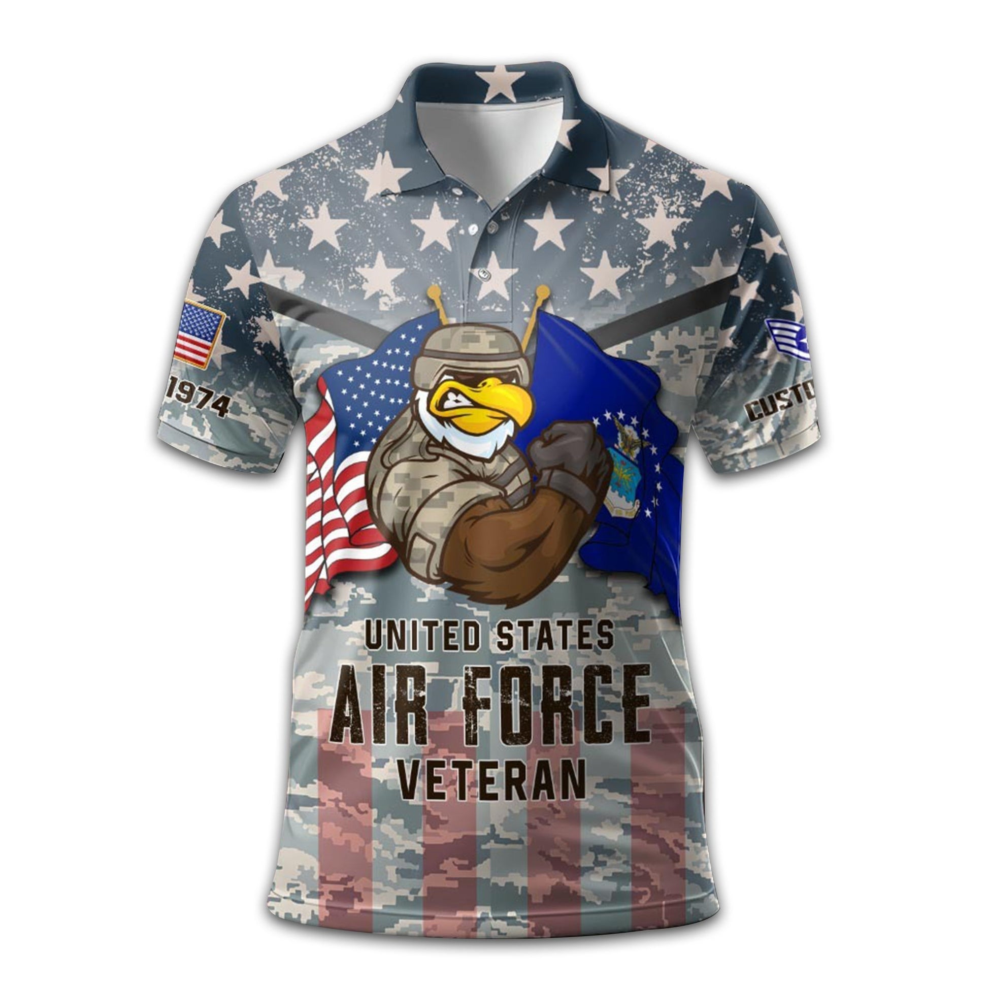Premium USAF Polo Shirt VPVC213004, Custom Name, Rank, Year Gifts For Air Force Veteran, Best Gifts On Father's Day, Armed Forces Day, Independence Day, Veterans Day.