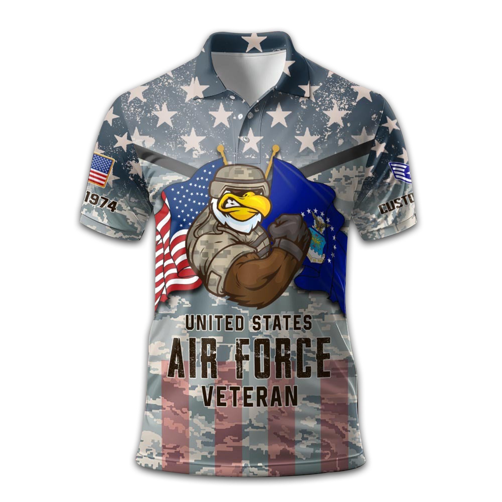 Premium USAF Polo Shirt VPVC213004, Custom Name, Rank, Year Gifts For Air Force Veteran, Best Gifts On Father's Day, Armed Forces Day, Independence Day, Veterans Day.
