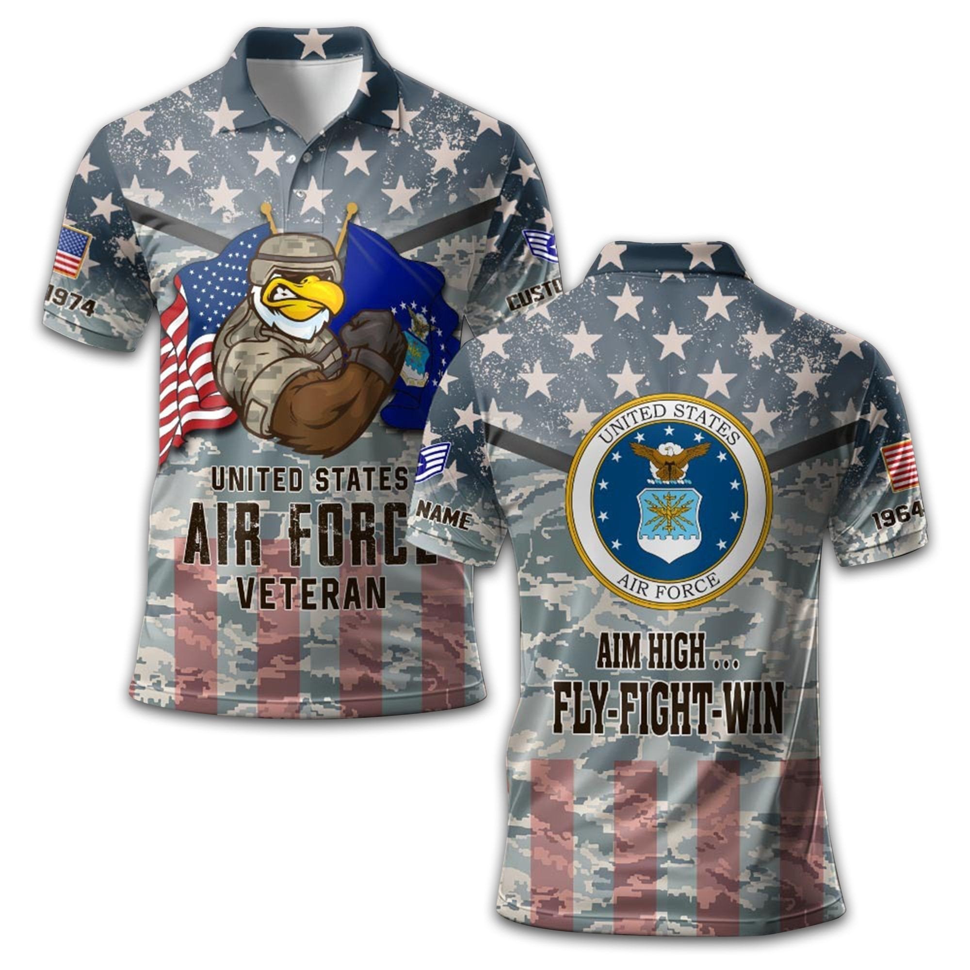 Premium USAF Polo Shirt VPVC213004, Custom Name, Rank, Year Gifts For Air Force Veteran, Best Gifts On Father's Day, Armed Forces Day, Independence Day, Veterans Day.