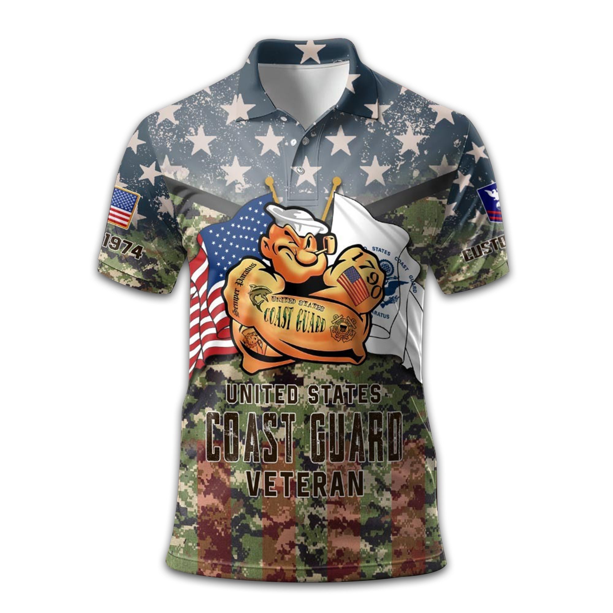 Premium USCG Polo Shirt VPVC213005, Custom Name, Rank, Year Gifts For Coast Guard Veteran, Best Gifts On Father's Day, Armed Forces Day, Independence Day, Veterans Day.