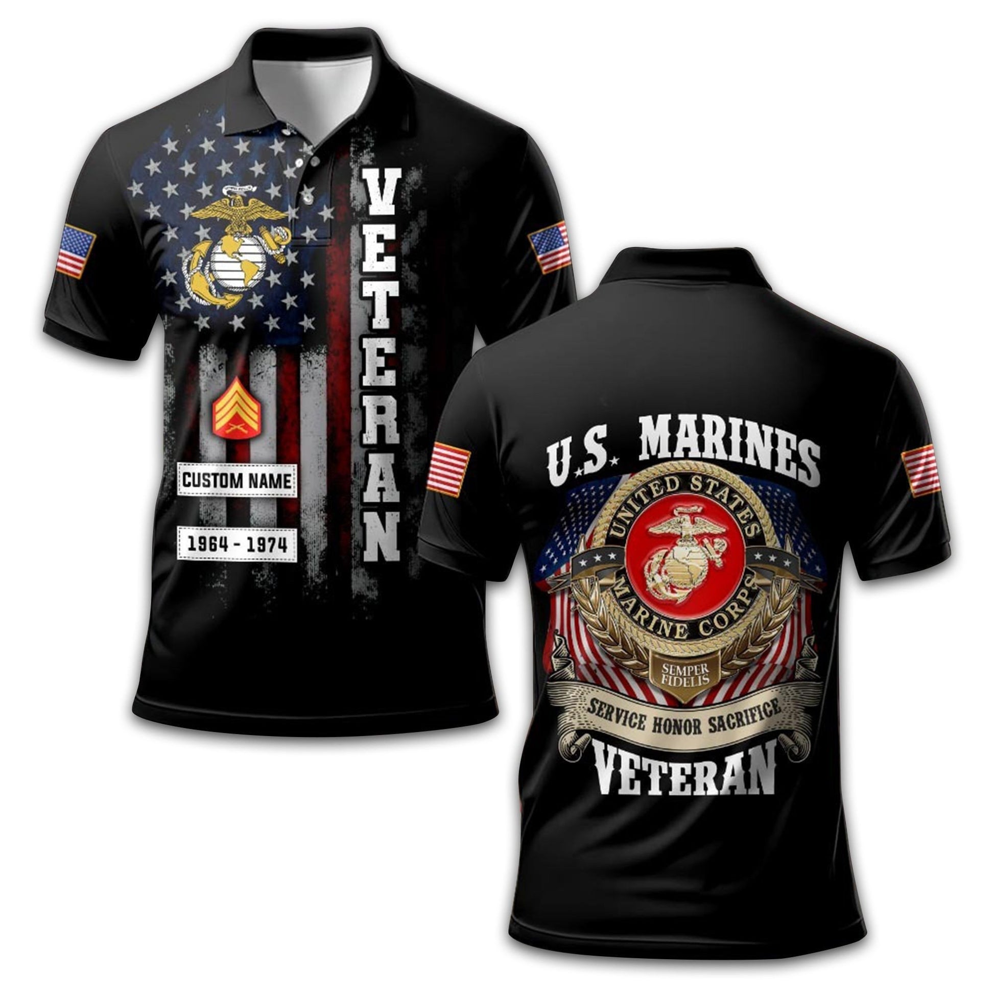 Premium Custom USMC Polo Shirt VPVC213008, Gifts For Marine Veteran, Best Gifts On Father's Day, Armed Forces Day, Independence Day, Veterans Day.