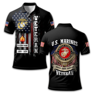 Premium Custom USMC Polo Shirt VPVC213008, Gifts For Marine Veteran, Best Gifts On Father's Day, Armed Forces Day, Independence Day, Veterans Day.