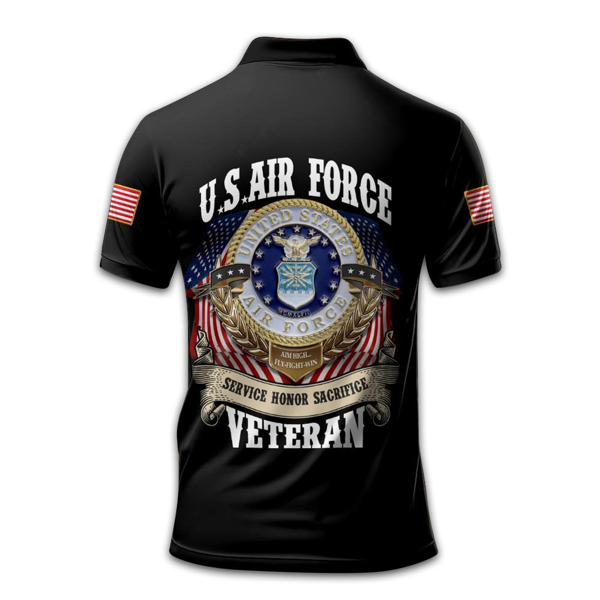 Premium Custom USAF Polo Shirt VPVC213009, Gifts For Air Force Veteran, Best Gifts On Father's Day, Armed Forces Day, Independence Day, Veterans Day.