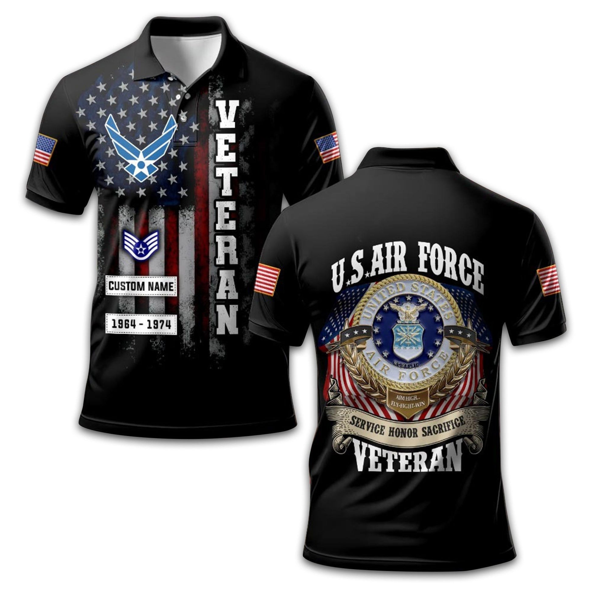 Premium Custom USAF Polo Shirt VPVC213009, Gifts For Air Force Veteran, Best Gifts On Father's Day, Armed Forces Day, Independence Day, Veterans Day.