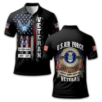 Premium Custom USAF Polo Shirt VPVC213009, Gifts For Air Force Veteran, Best Gifts On Father's Day, Armed Forces Day, Independence Day, Veterans Day.