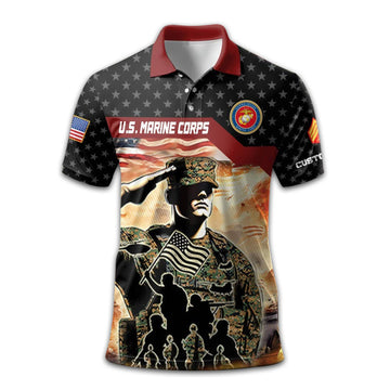 Unique Custom Name, Rank USMC Polo Shirt VPVC213103, Gifts For Marine Veteran, Gifts For Dad, For Husband, Best Gifts On Father's Day, Independence Day, Veterans Day.