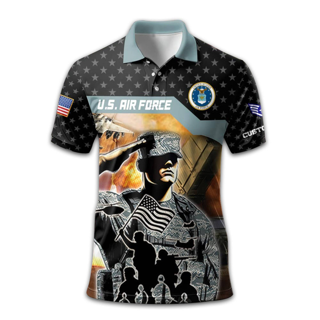 Unique Custom Name, Rank USAF Polo Shirt VPVC213104, Gifts For Air Force Veteran, Gifts For Dad, For Husband, Best Gifts On Father's Day, Independence Day, Veterans Day.