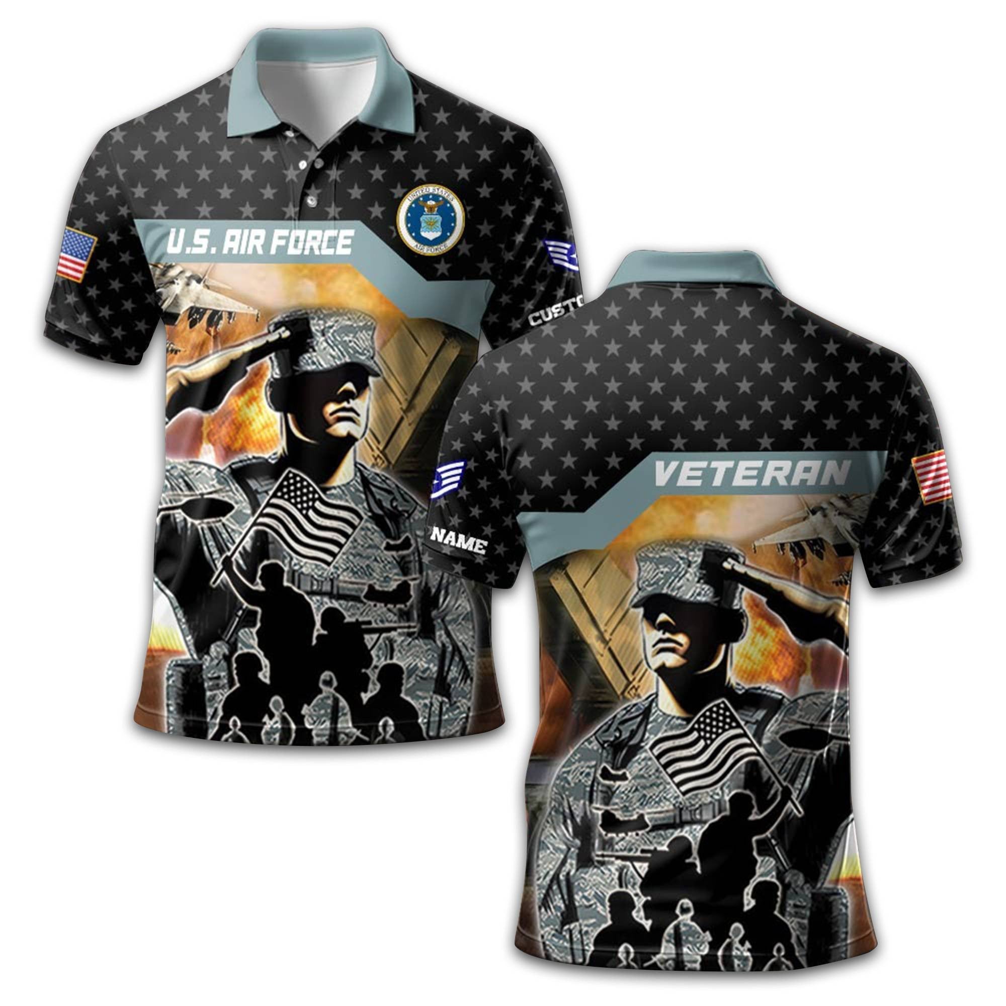 Unique Custom Name, Rank USAF Polo Shirt VPVC213104, Gifts For Air Force Veteran, Gifts For Dad, For Husband, Best Gifts On Father's Day, Independence Day, Veterans Day.