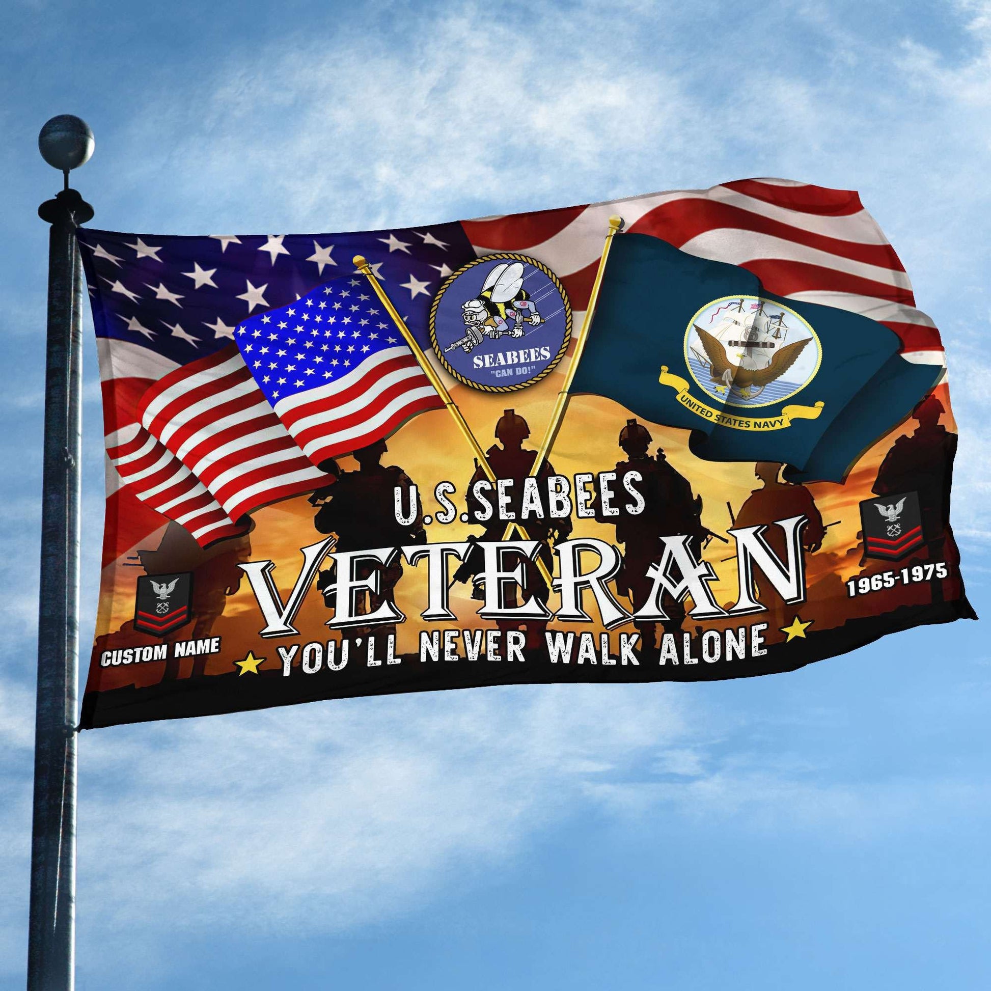 Premium Custom US Seabees Grommet Flag, Gift For Seabees Veteran VPVC106609, Gifts For Dad, For Husband, Best Gifts On Father's Day, Independence Day, Veterans Day.