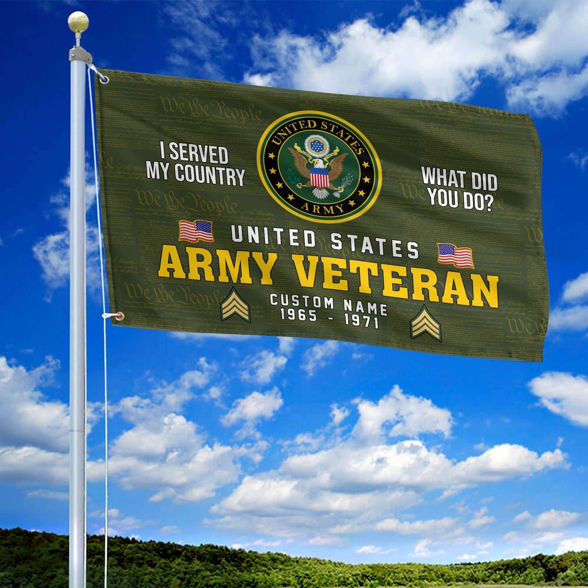 Unique Custom Name, Rank, Year, US Army Grommet Flag, Gift For Army Veteran VPVC106701, Gifts For Dad, For Husband, Best Gifts On Father's Day, Independence Day, Veterans Day.