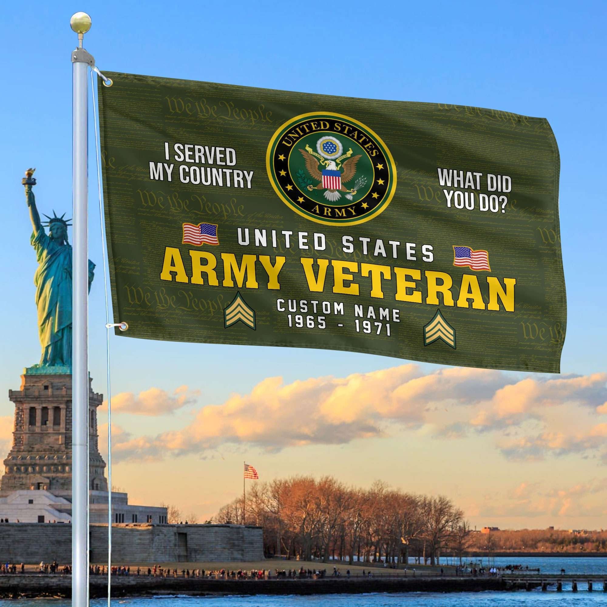 Unique Custom Name, Rank, Year, US Army Grommet Flag, Gift For Army Veteran VPVC106701, Gifts For Dad, For Husband, Best Gifts On Father's Day, Independence Day, Veterans Day.
