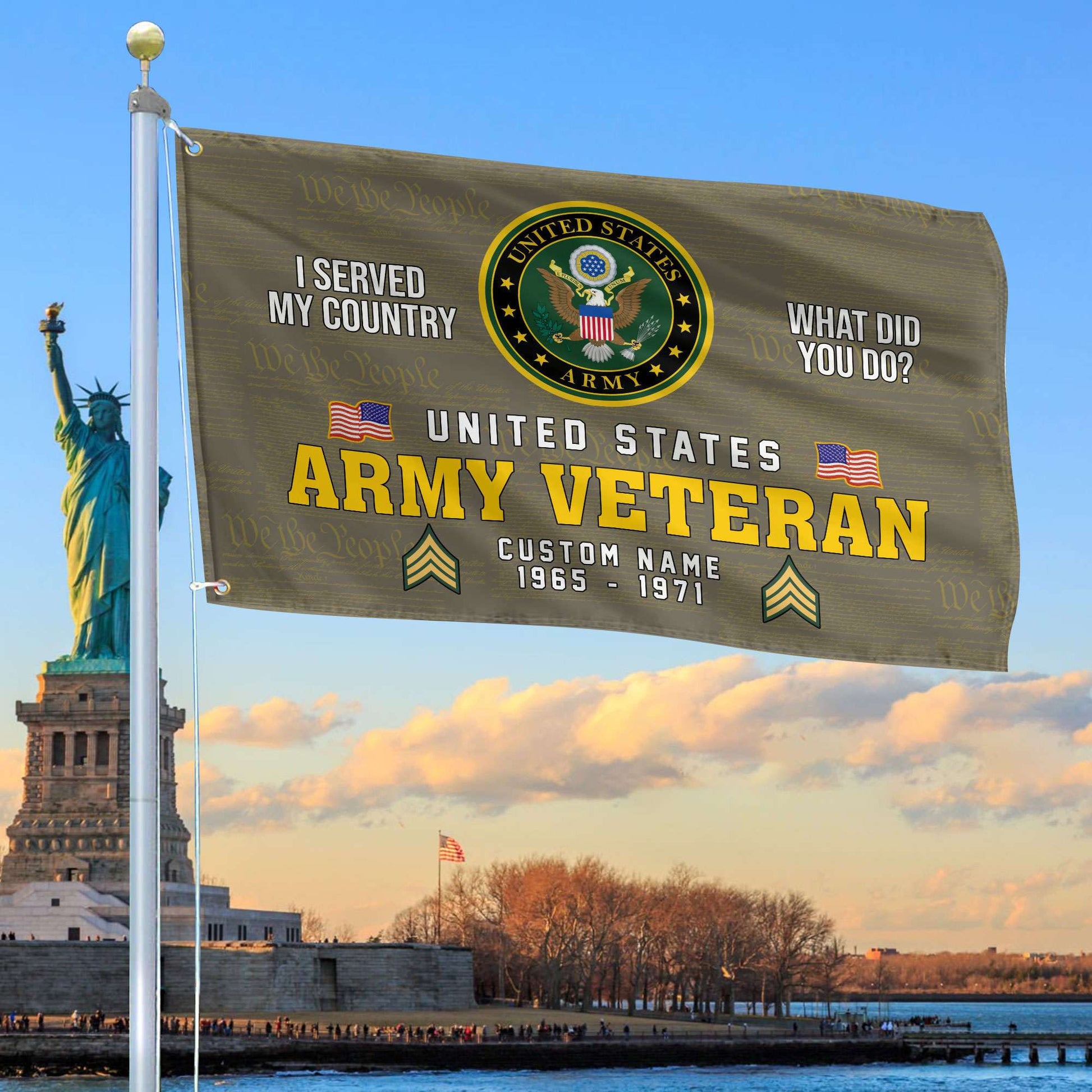Unique Custom Name, Rank, Year, US Army Grommet Flag, Gift For Army Veteran VPVC106710, Gifts For Dad, For Husband, Best Gifts On Father's Day, Independence Day, Veterans Day.