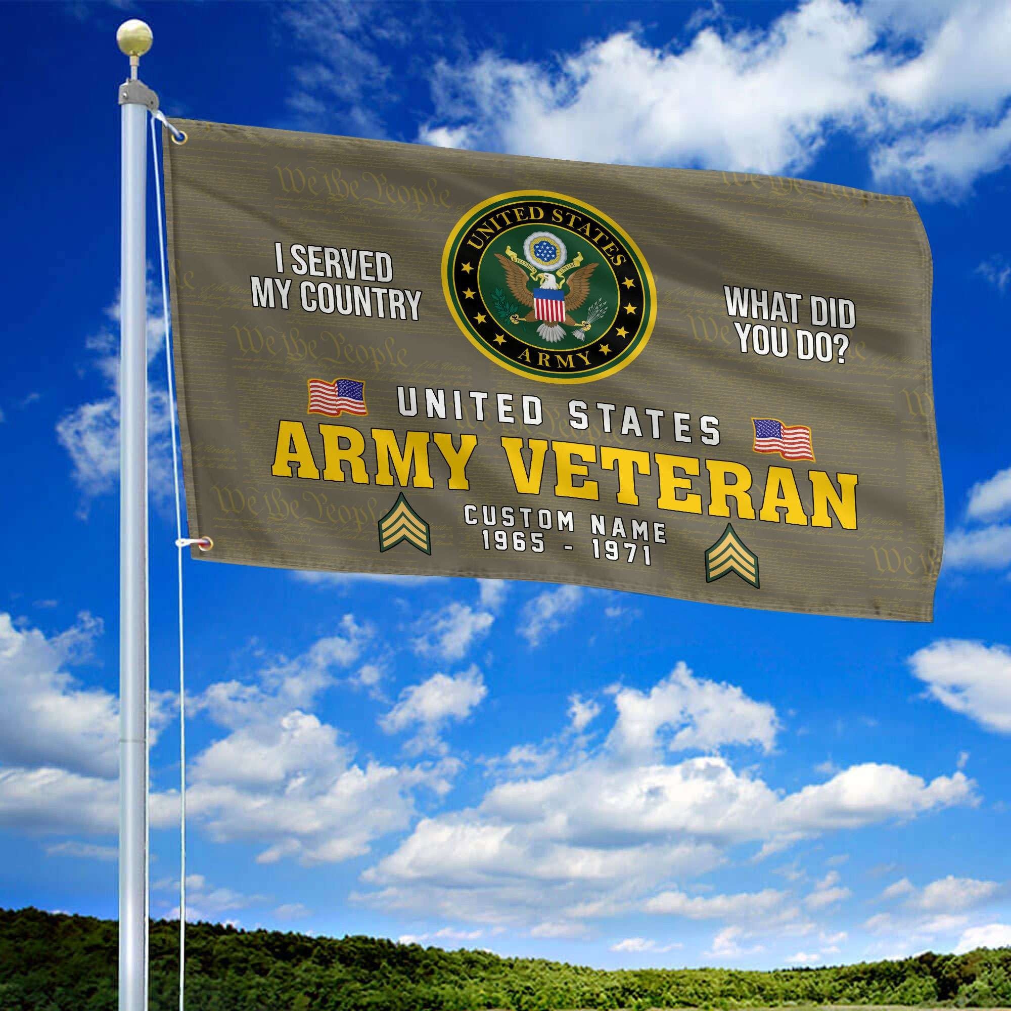 Unique Custom Name, Rank, Year, US Army Grommet Flag, Gift For Army Veteran VPVC106710, Gifts For Dad, For Husband, Best Gifts On Father's Day, Independence Day, Veterans Day.