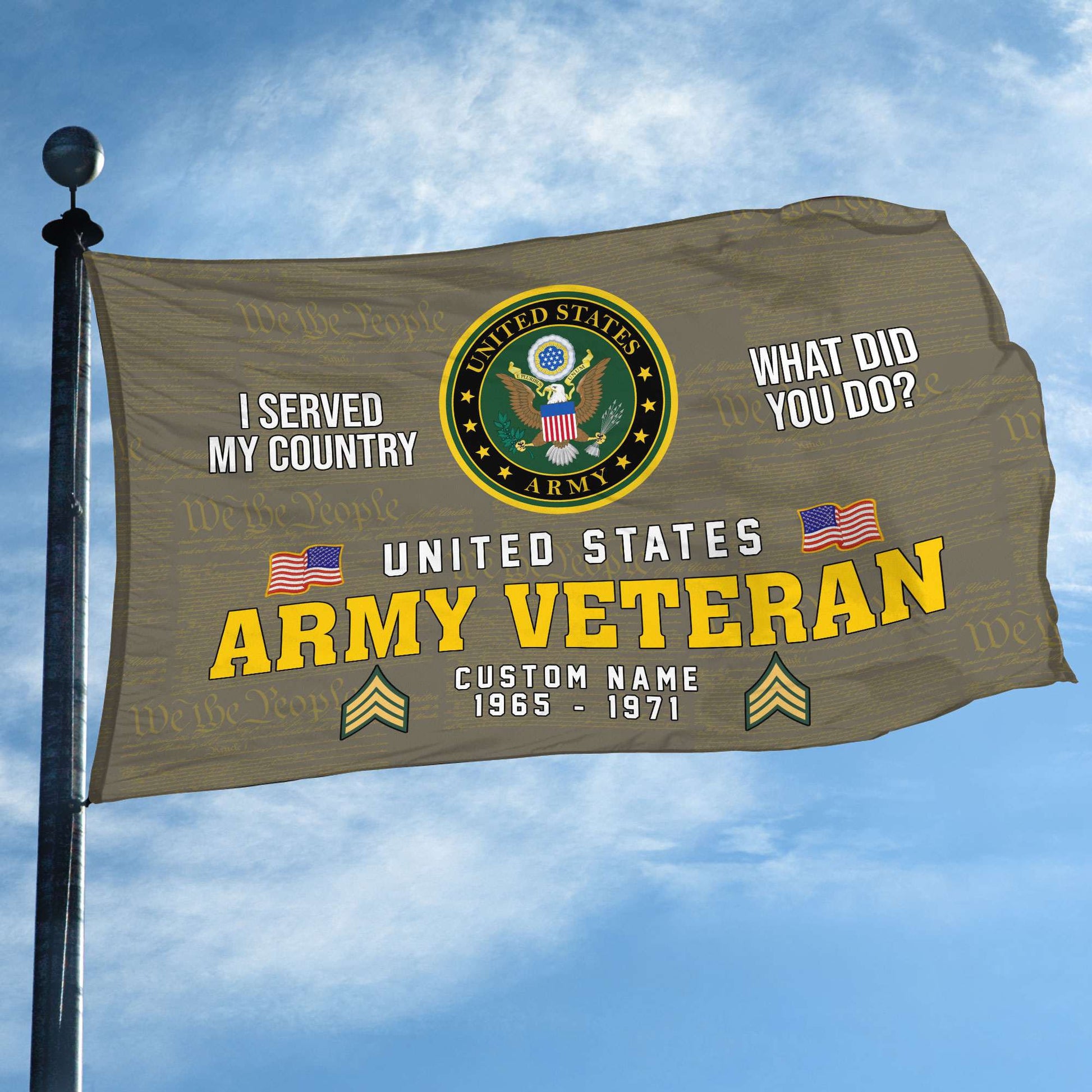 Unique Custom Name, Rank, Year, US Army Grommet Flag, Gift For Army Veteran VPVC106710, Gifts For Dad, For Husband, Best Gifts On Father's Day, Independence Day, Veterans Day.