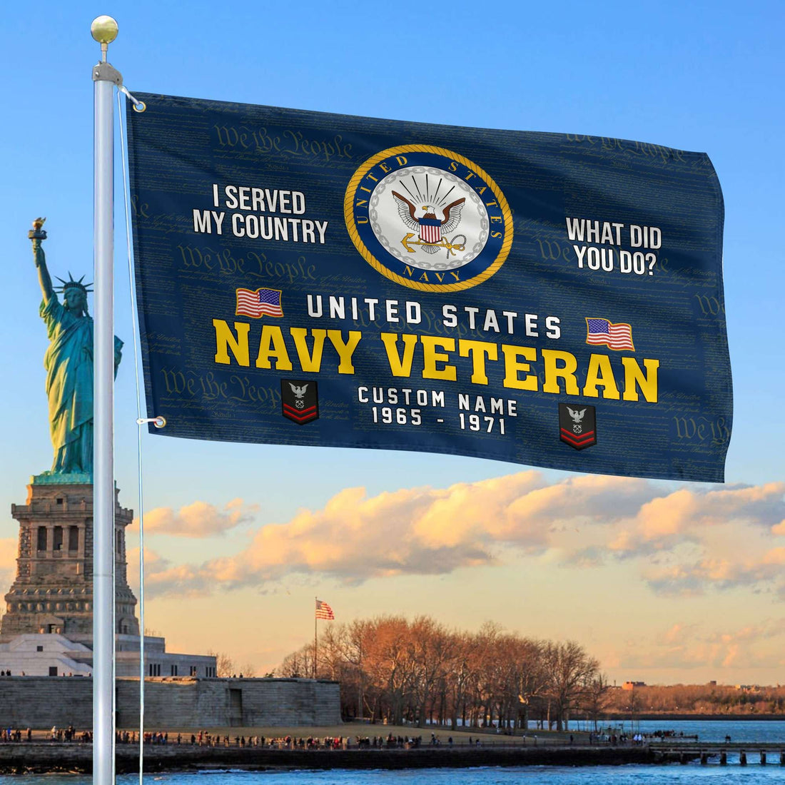 Unique Custom Name, Rank, Year, US Navy Grommet Flag VPVC106702, Gift For Navy Veteran, Gifts For Dad, For Husband, Best Gifts On Father's Day, Independence Day, Veterans Day.