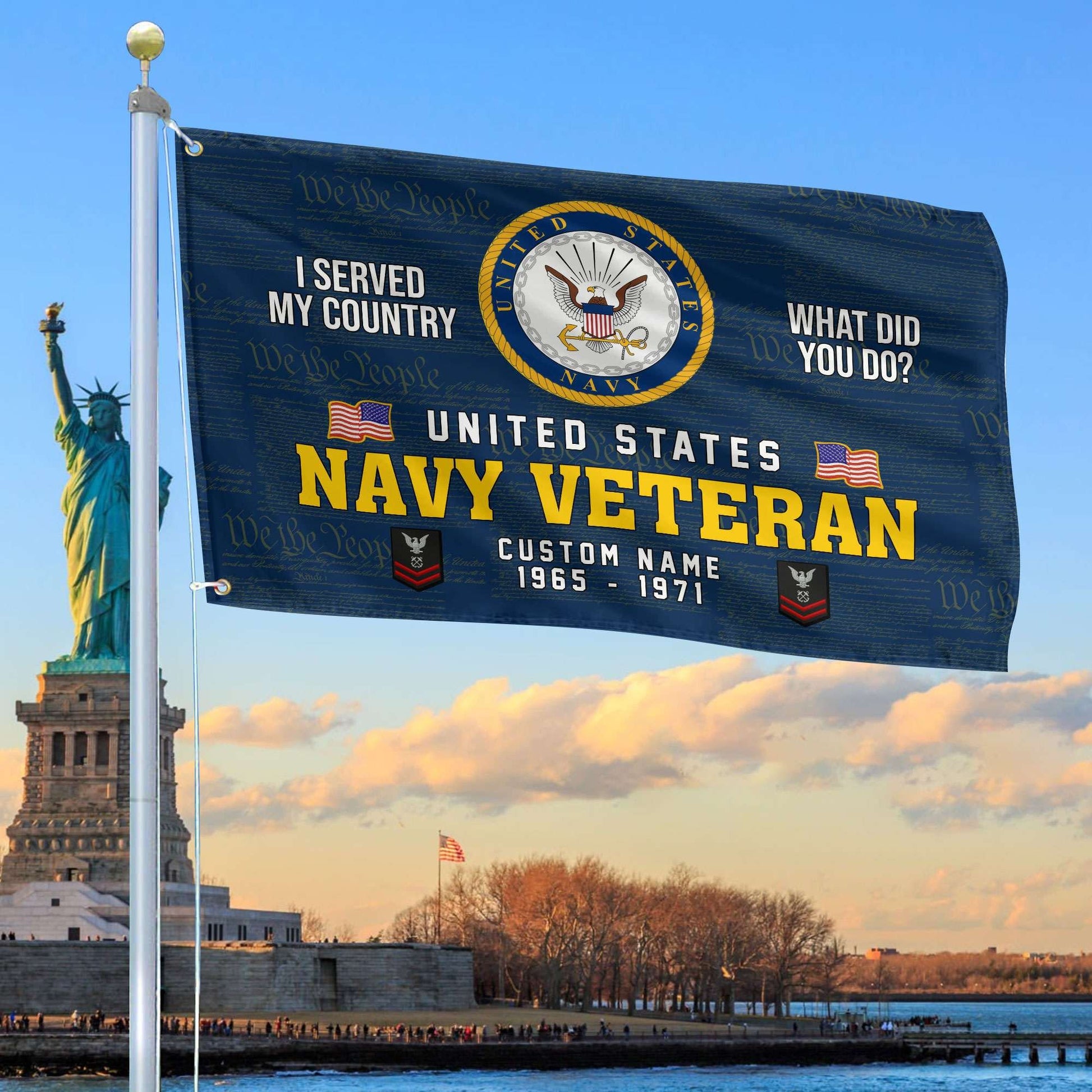 Unique Custom Name, Rank, Year, US Navy Grommet Flag VPVC106702, Gift For Navy Veteran, Gifts For Dad, For Husband, Best Gifts On Father's Day, Independence Day, Veterans Day.